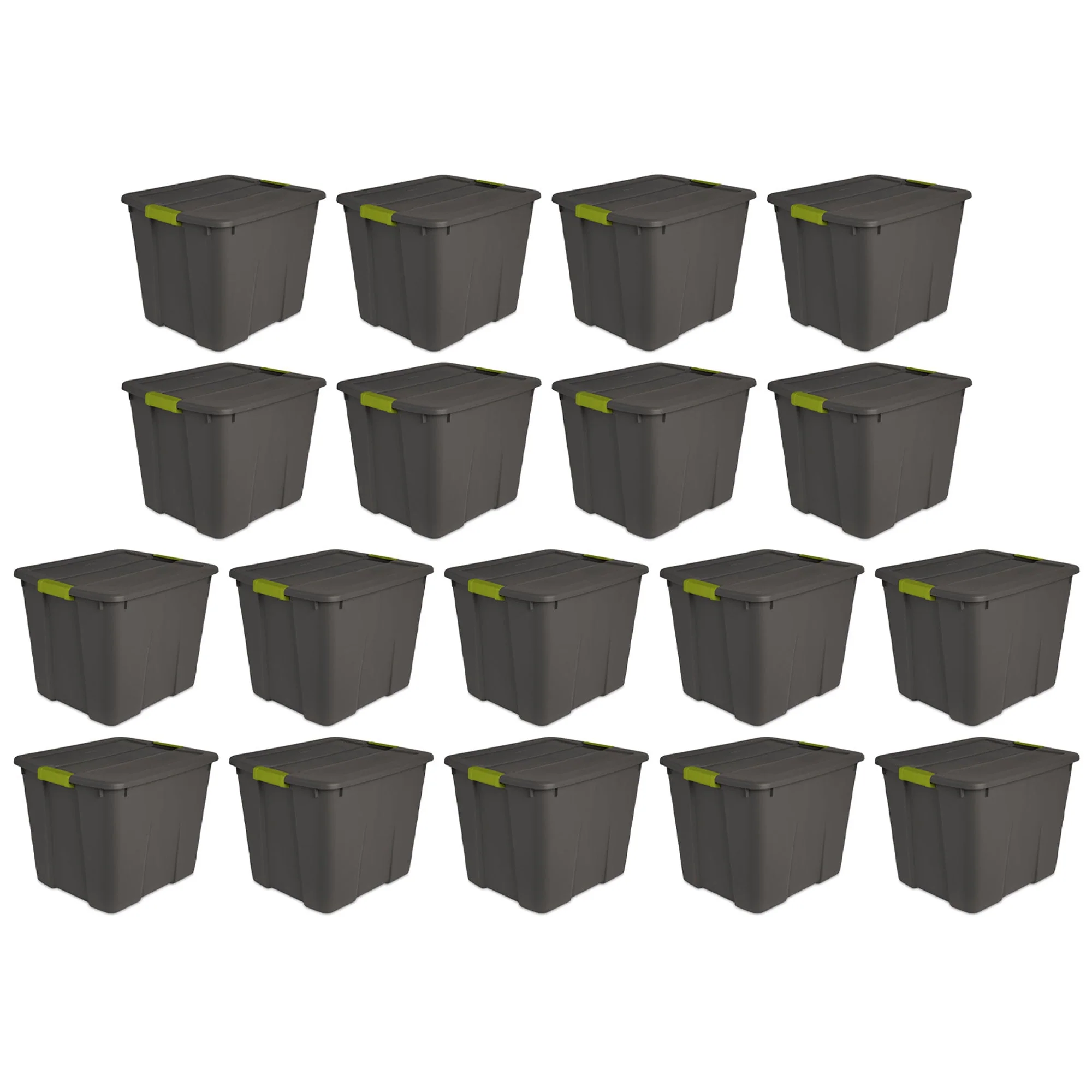 Sterilite 20 Gallon Stackable Plastic Storage Tote Bin with Lid, Gray (18 Pack)