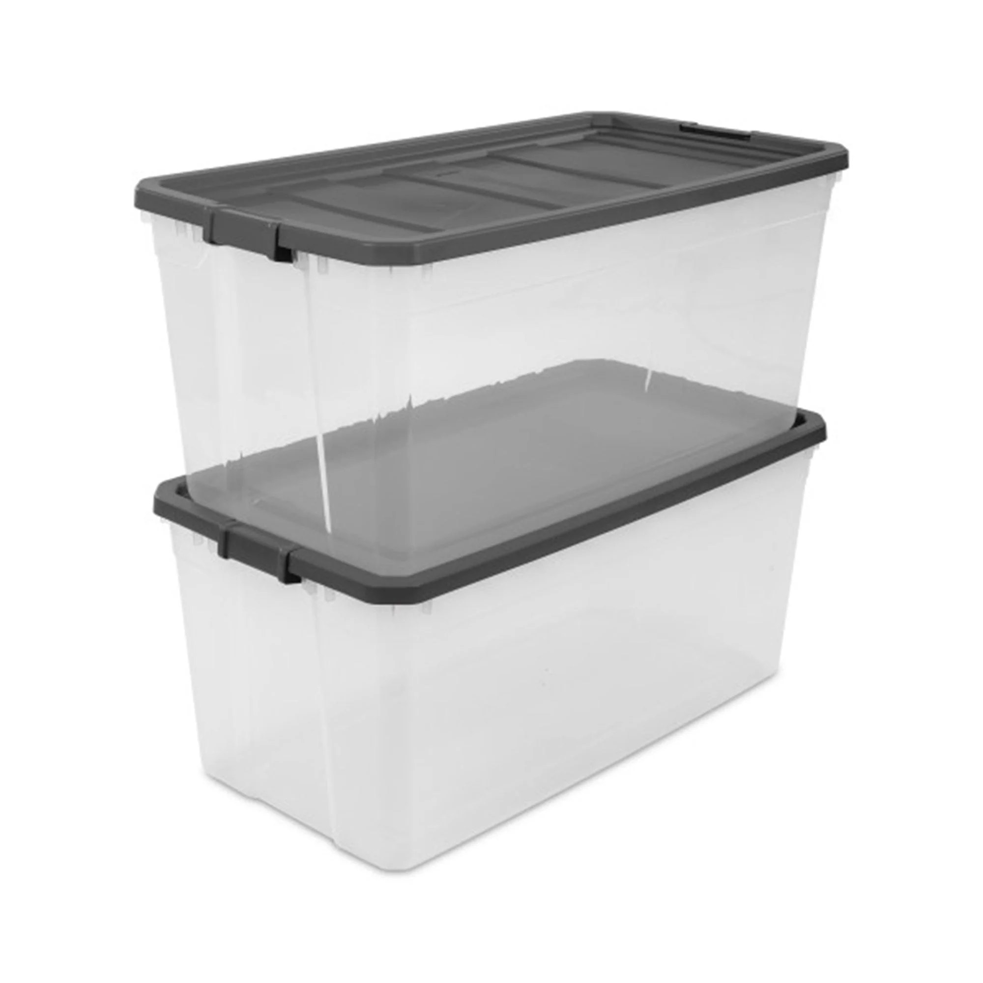 Sterilite 200 Quart Clear Stackable Latching Storage Box Container, Grey, 6 Pack - Image 8