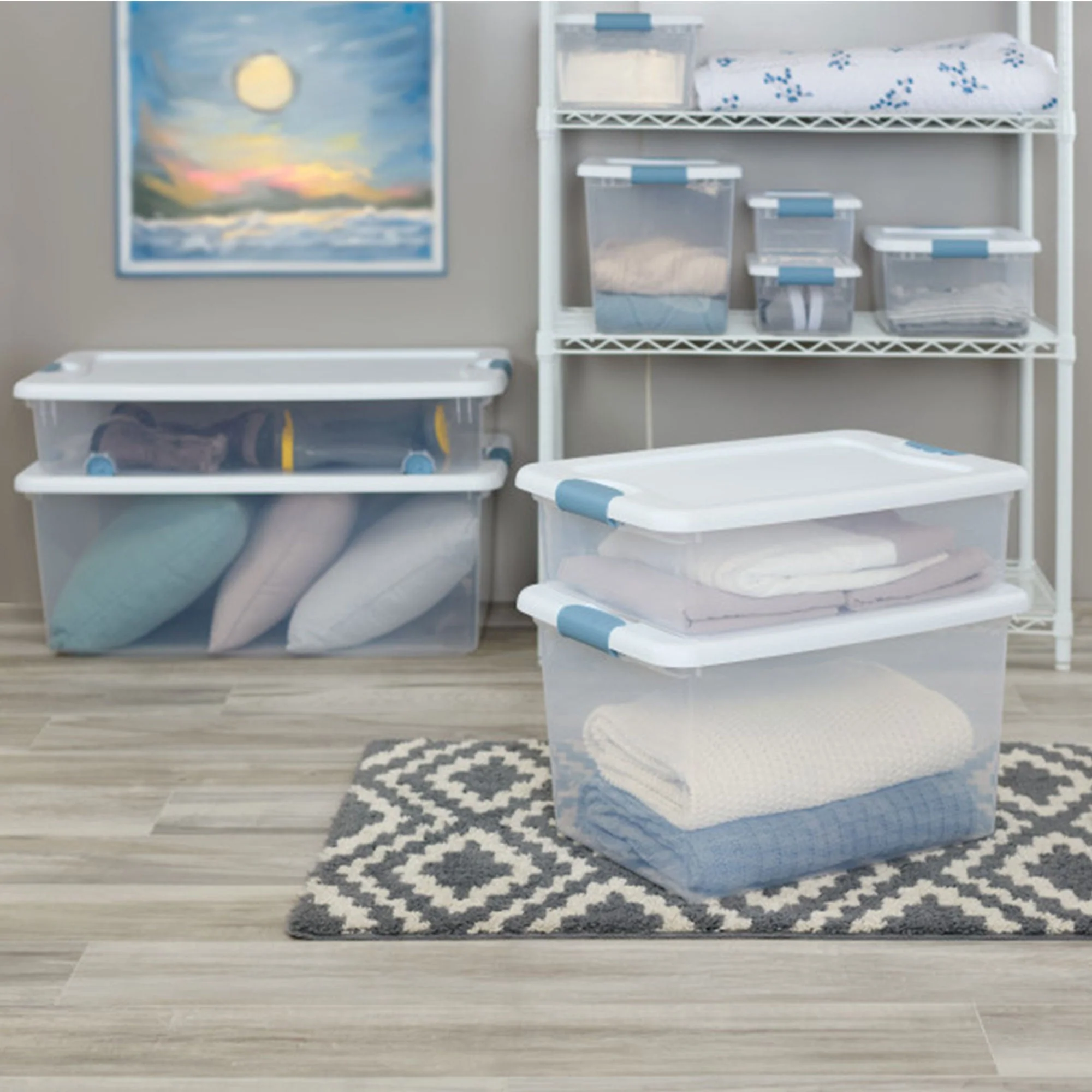 Sterilite 25 Quart Latching Storage Box, Stackable Bin with Latch Lid, 12 Pack - Image 4