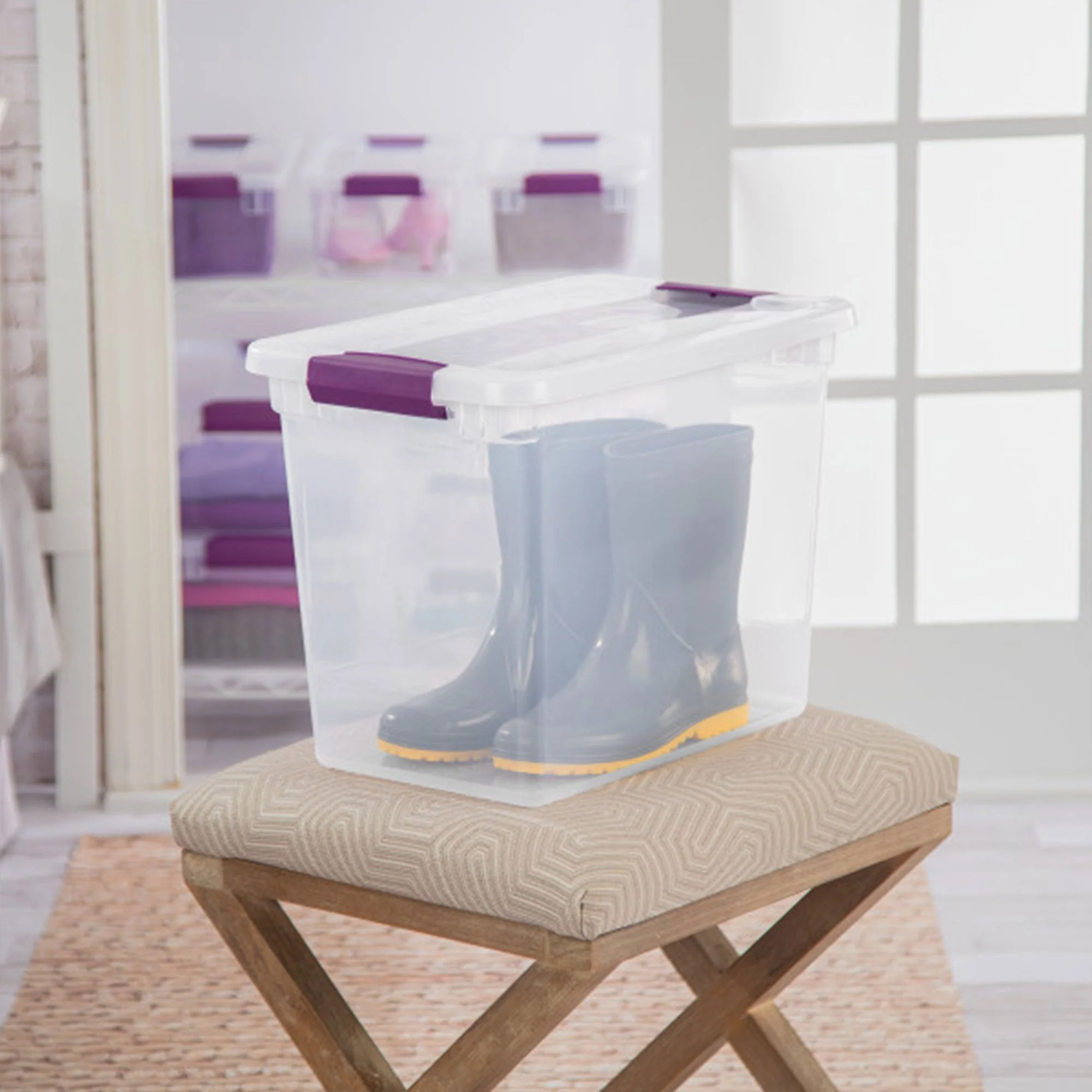 Sterilite 27 Qt ClearView Latch Storage Stackable Bin with Latching Lid, 6 Pack - Image 4