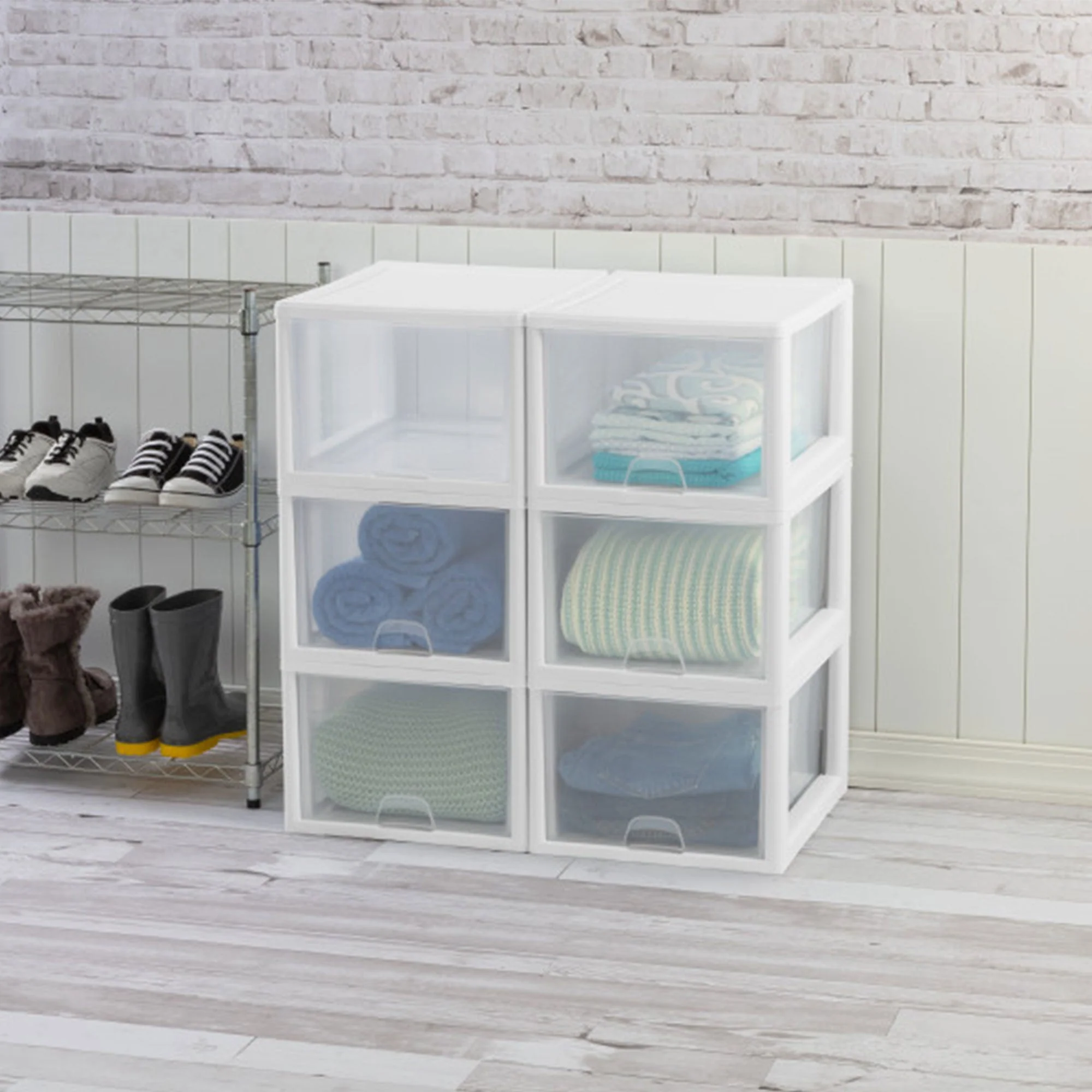 Sterilite 27 Quart Stacking Storage Drawer, Stackable Plastic Bin Drawer, 4 Pack - Image 8