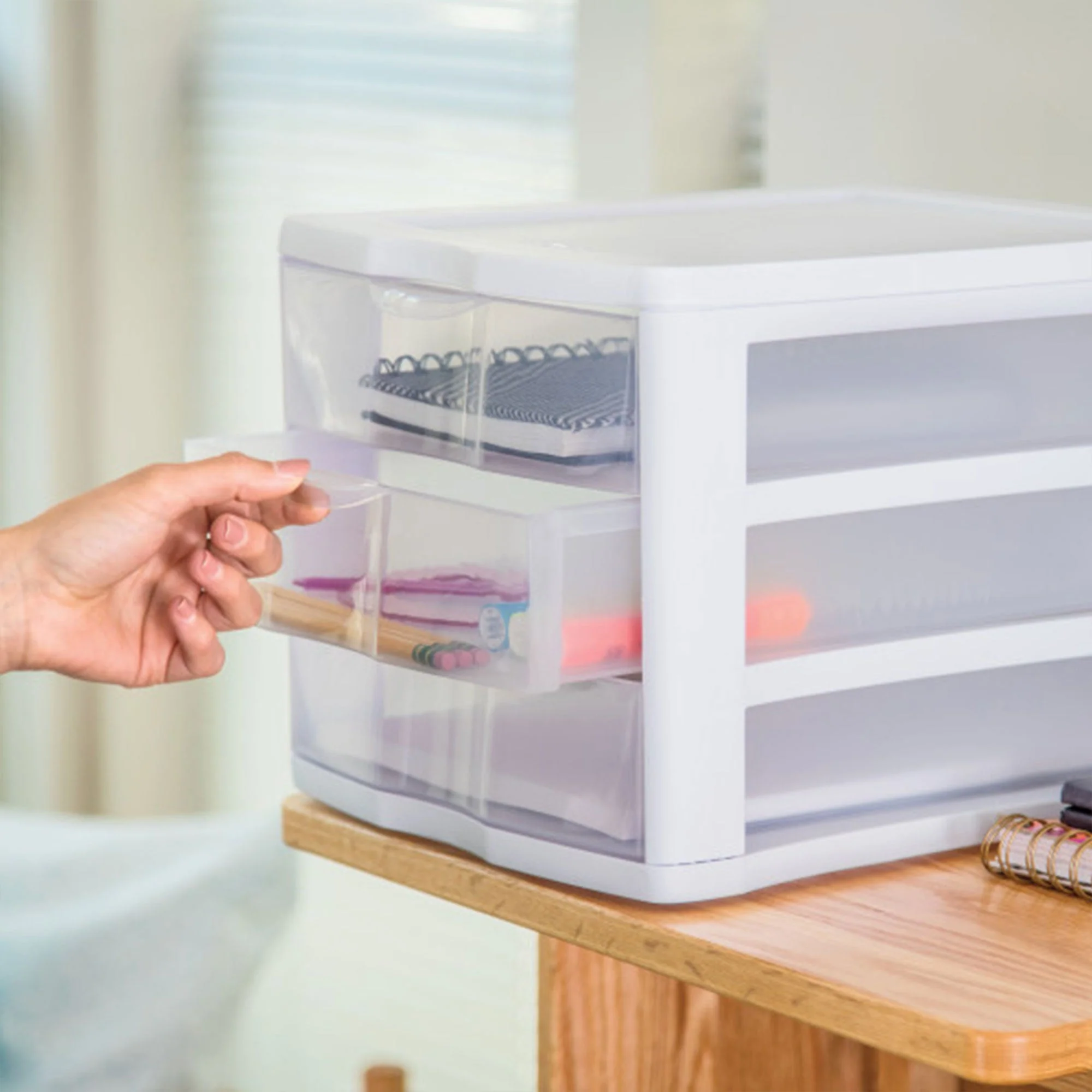Sterilite 3 Clear Drawer Desktop Storage Unit Home Tabletop Organizer, 4 Pack - Image 6