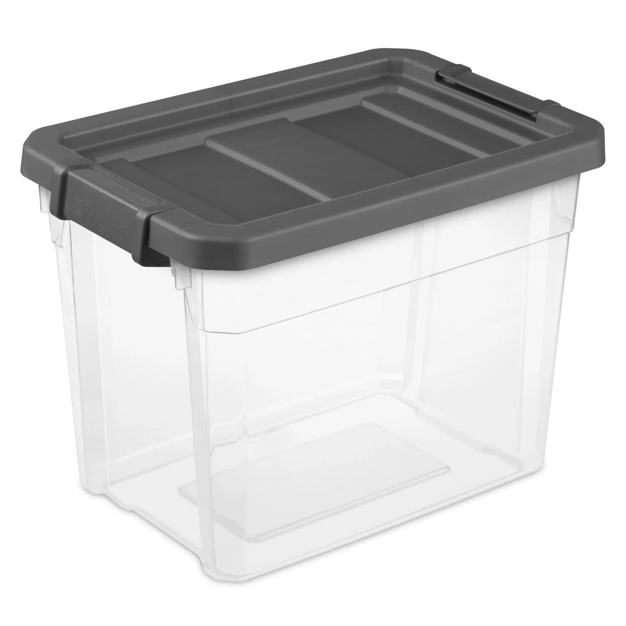 Sterilite 30 Qt Clear Plastic Stackable Storage Bin with Grey Latch Lid, 6 Pack - Image 9