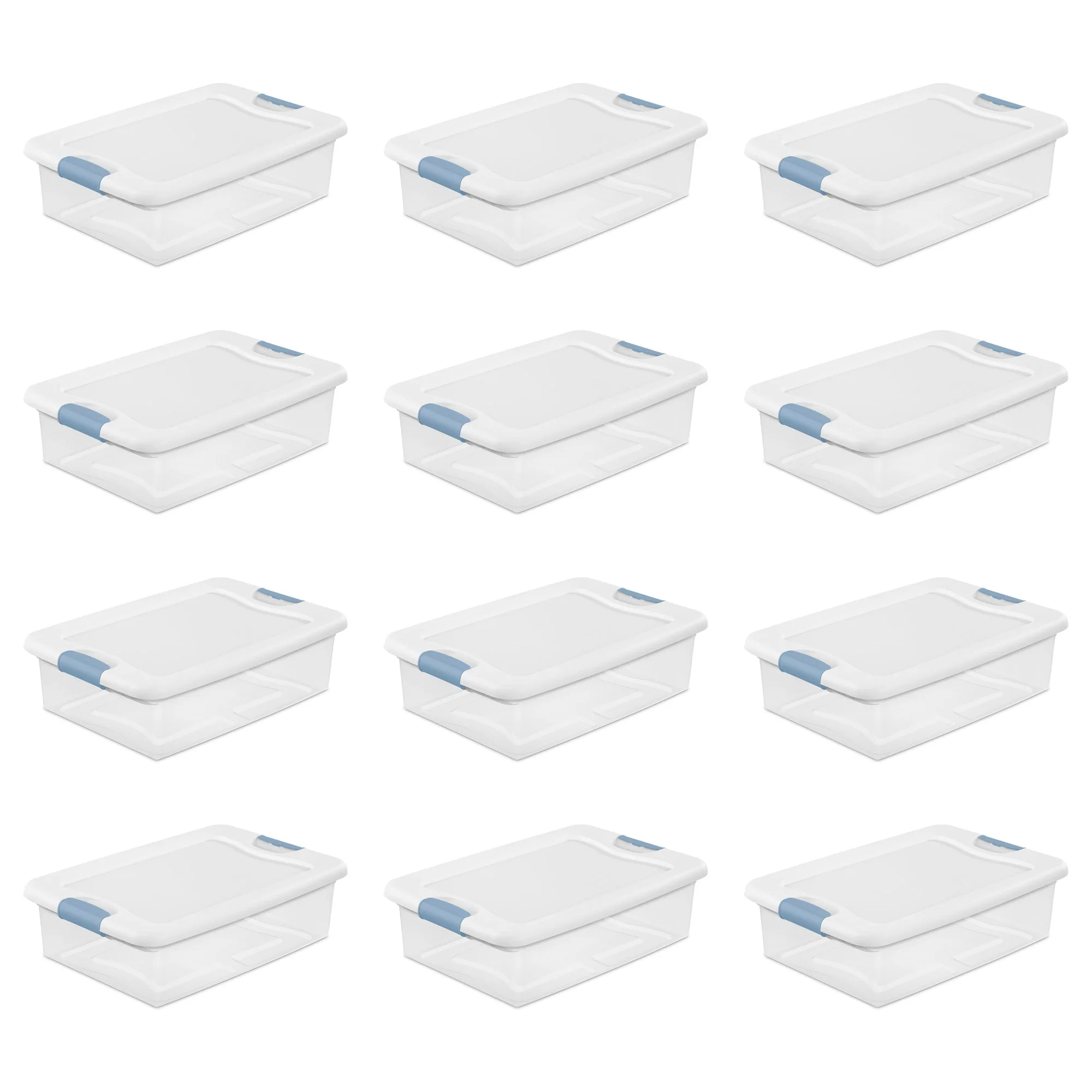 Sterilite 32 Qt Plastic Clear Stackable Latching Storage Box Container (12 Pack)