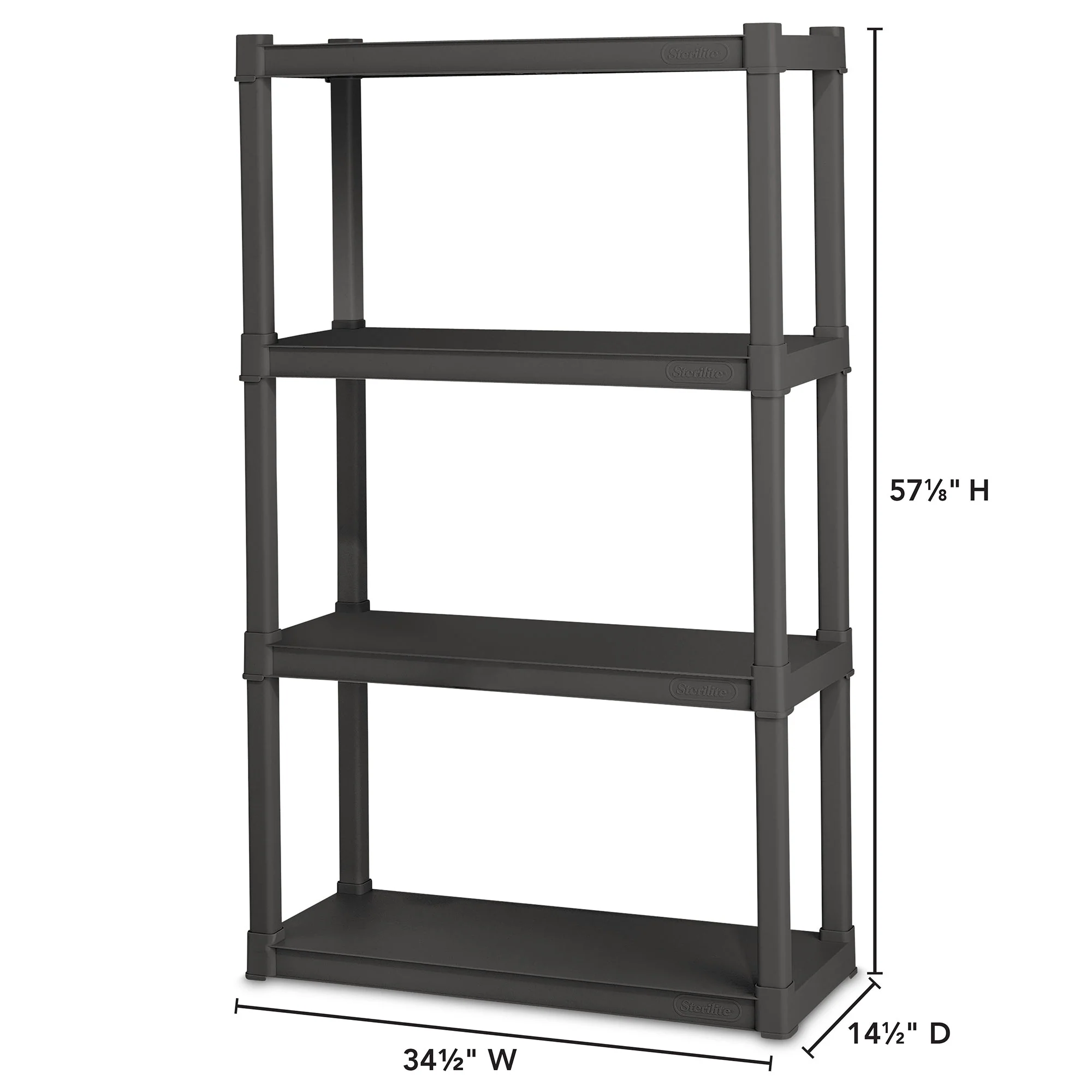 Sterilite 4 Shelf Durable Solid Surface Shelving Unit, Flat Gray (6 Pack) - Image 2