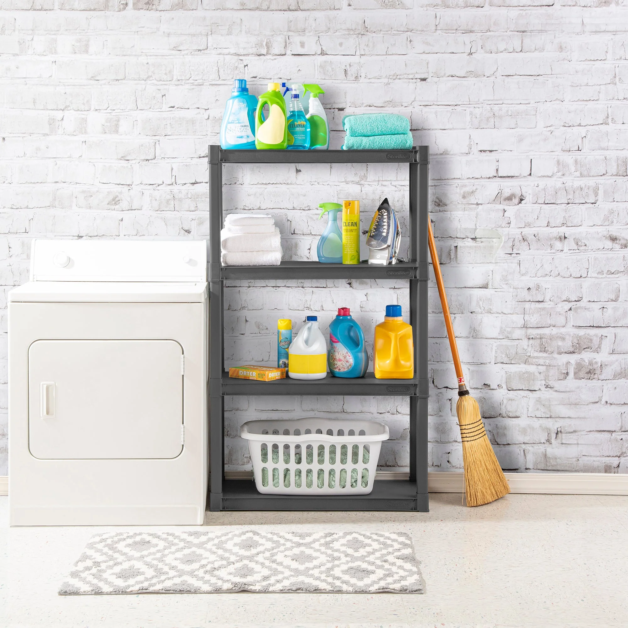 Sterilite 4 Shelf Durable Solid Surface Shelving Unit, Flat Gray (6 Pack) - Image 6