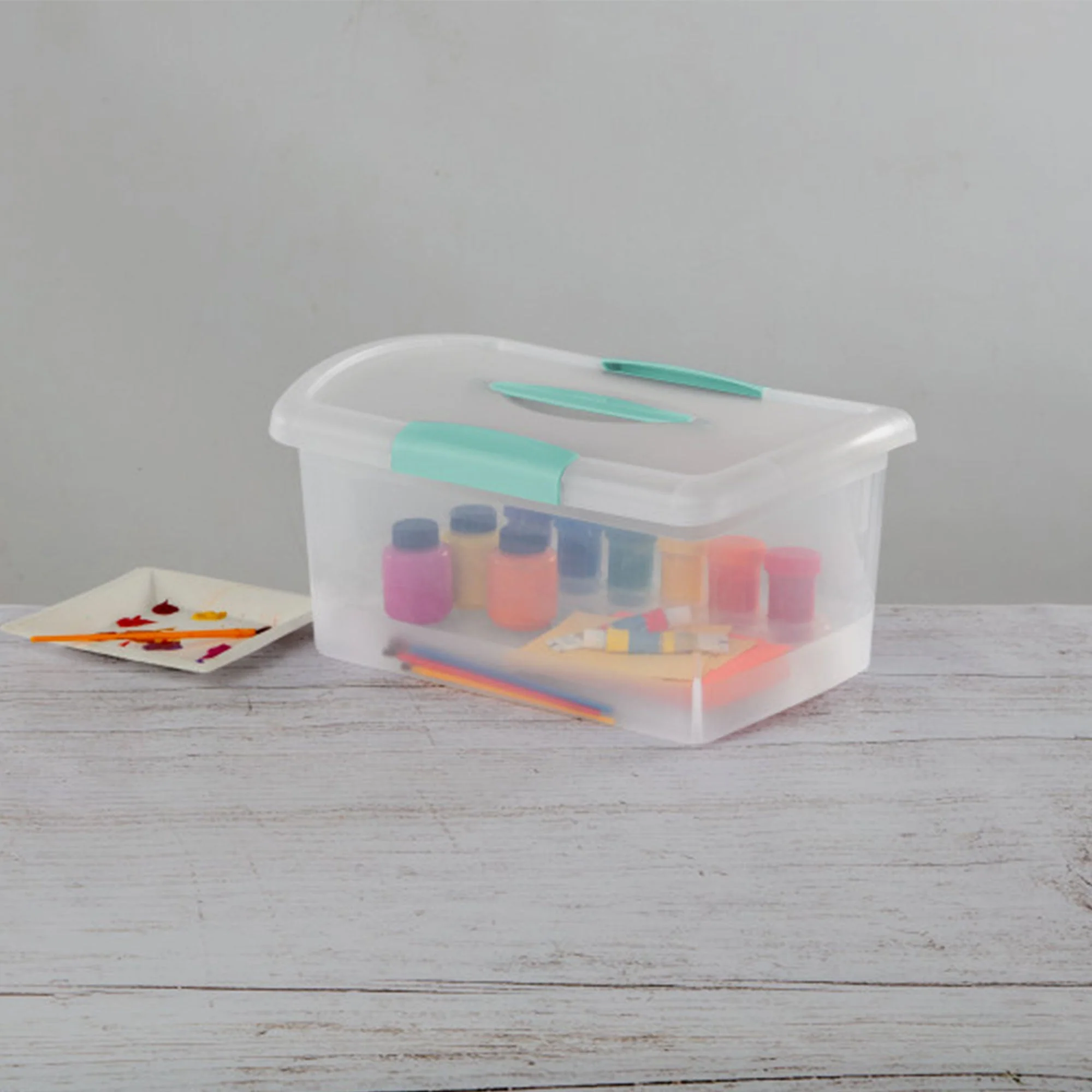 Sterilite 6 Pack Stackable Storage Bin, Latch Lid, Medium Nesting ShowOff, Clear - Image 6