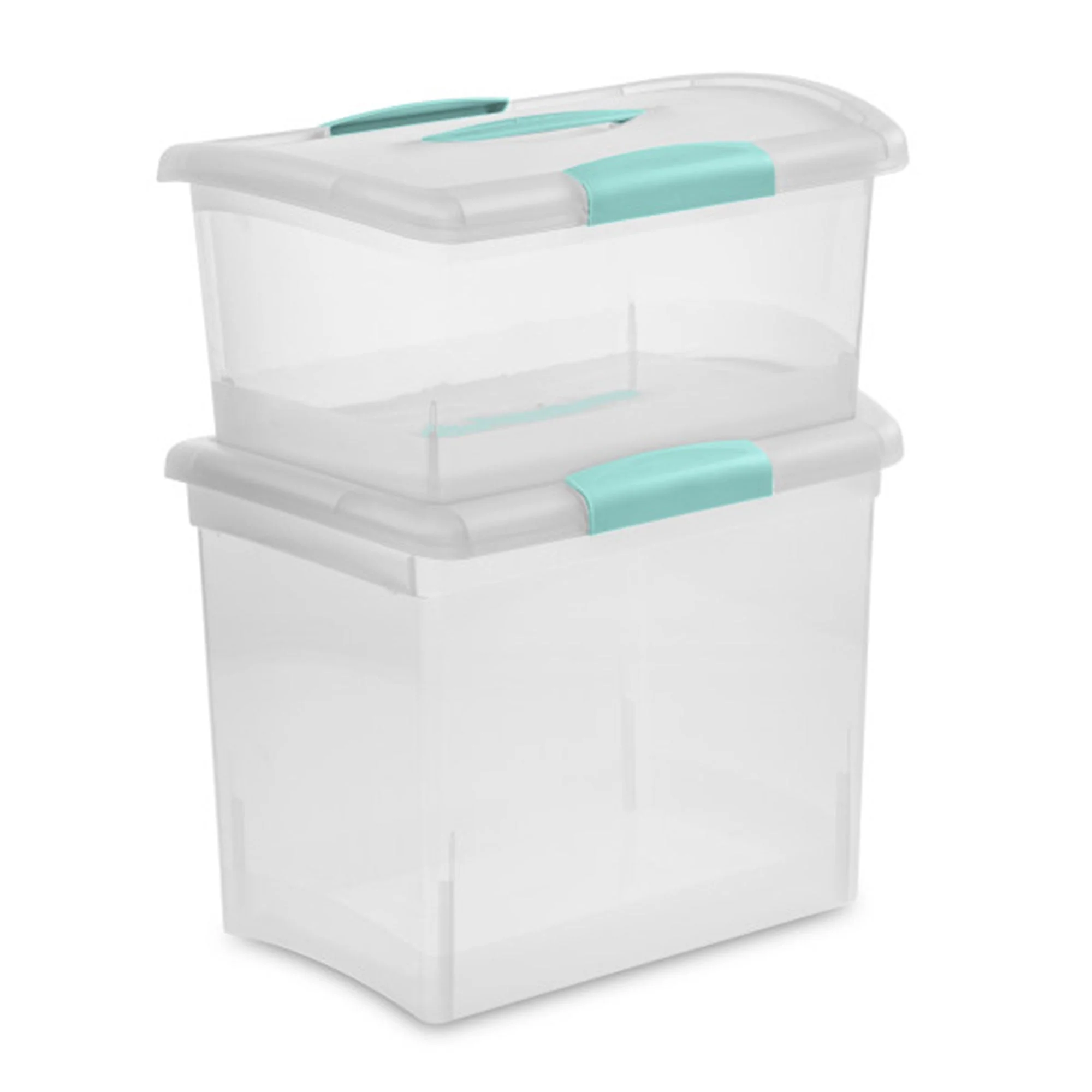 Sterilite 6 Pack Stackable Storage Bin, Latch Lid, Medium Nesting ShowOff, Clear - Image 9