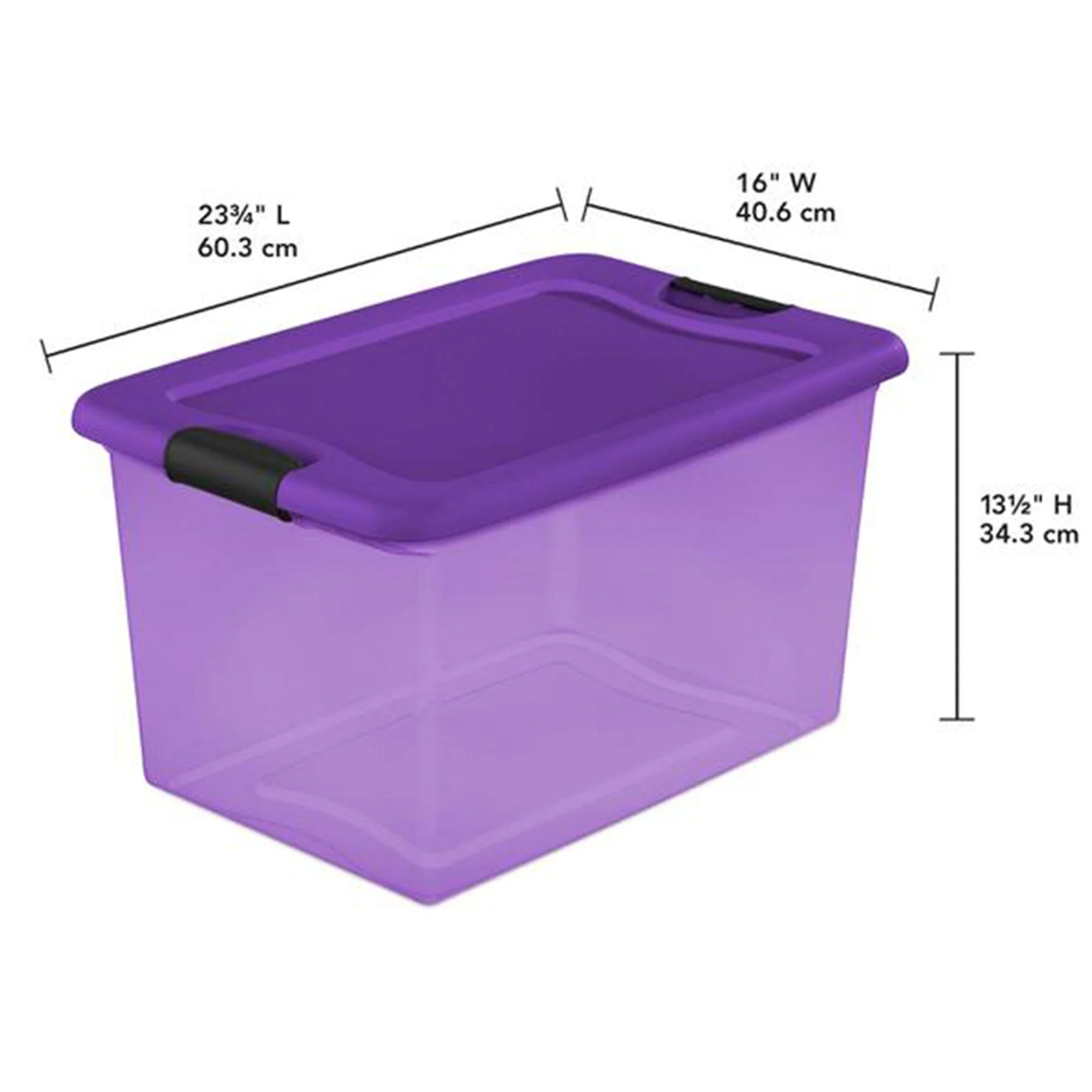 Sterilite 64 Quart Latching Plastic Storage Container Bin in Purple (12 Pack) - Image 2