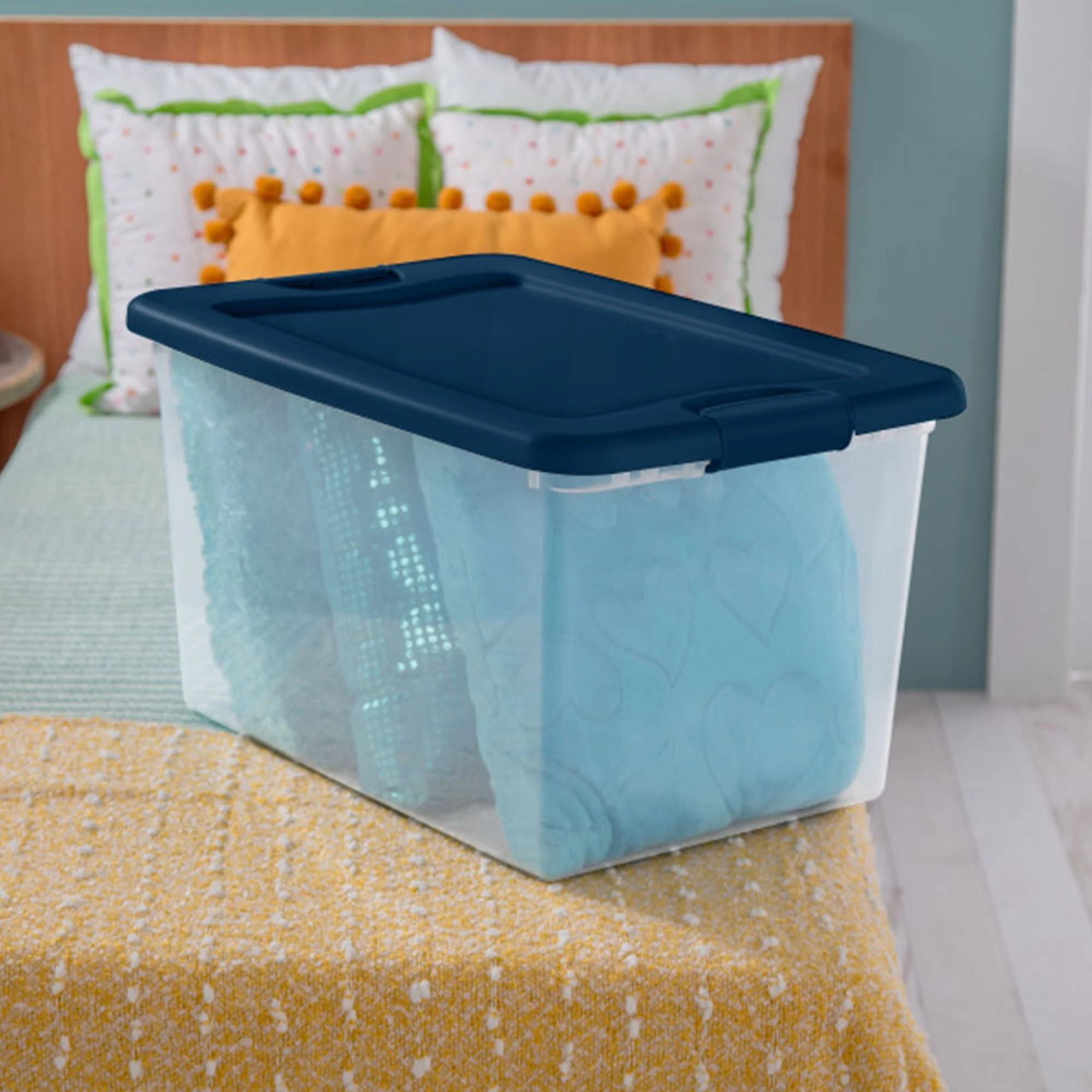 Sterilite 64 Quart Latching Plastic Storage Container Tote, Marine Blue (6 Pack) - Image 9