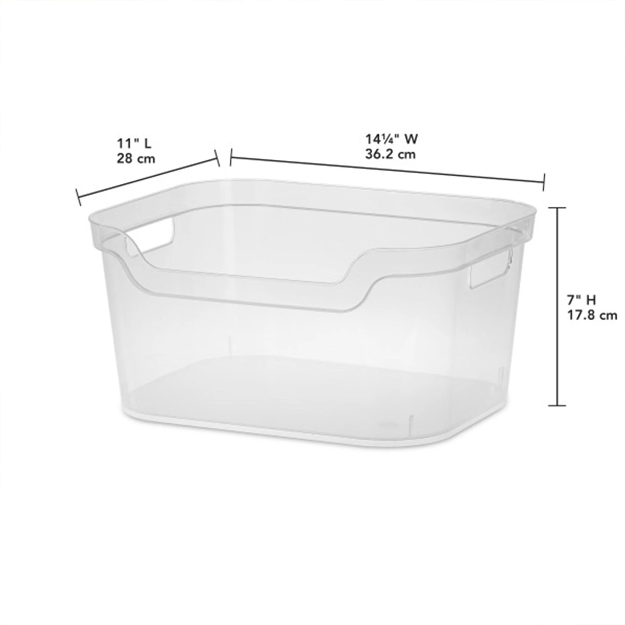 Sterilite 7 x 11 x 14.25 Inch Open Storage Bin w/ Carry Handles, Clear (24 Pack) - Image 2