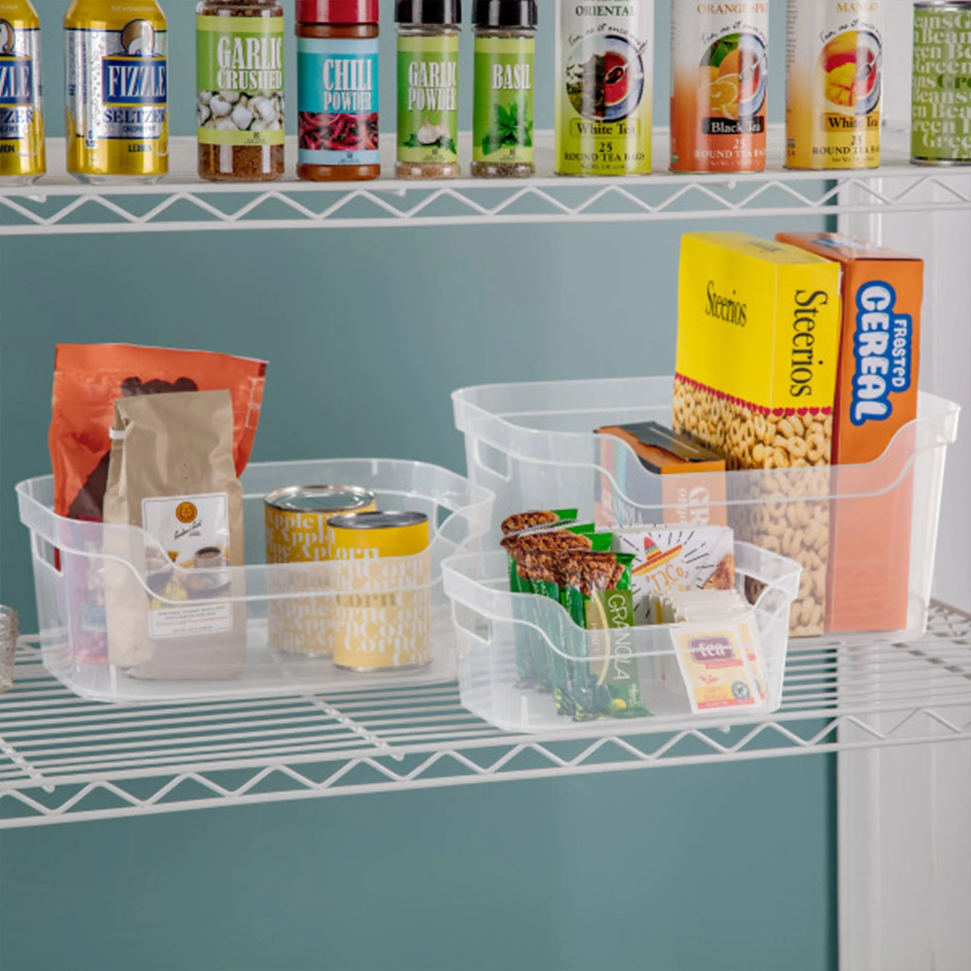Sterilite 7 x 11 x 14.25 Inch Open Storage Bin w/ Carry Handles, Clear (24 Pack) - Image 3