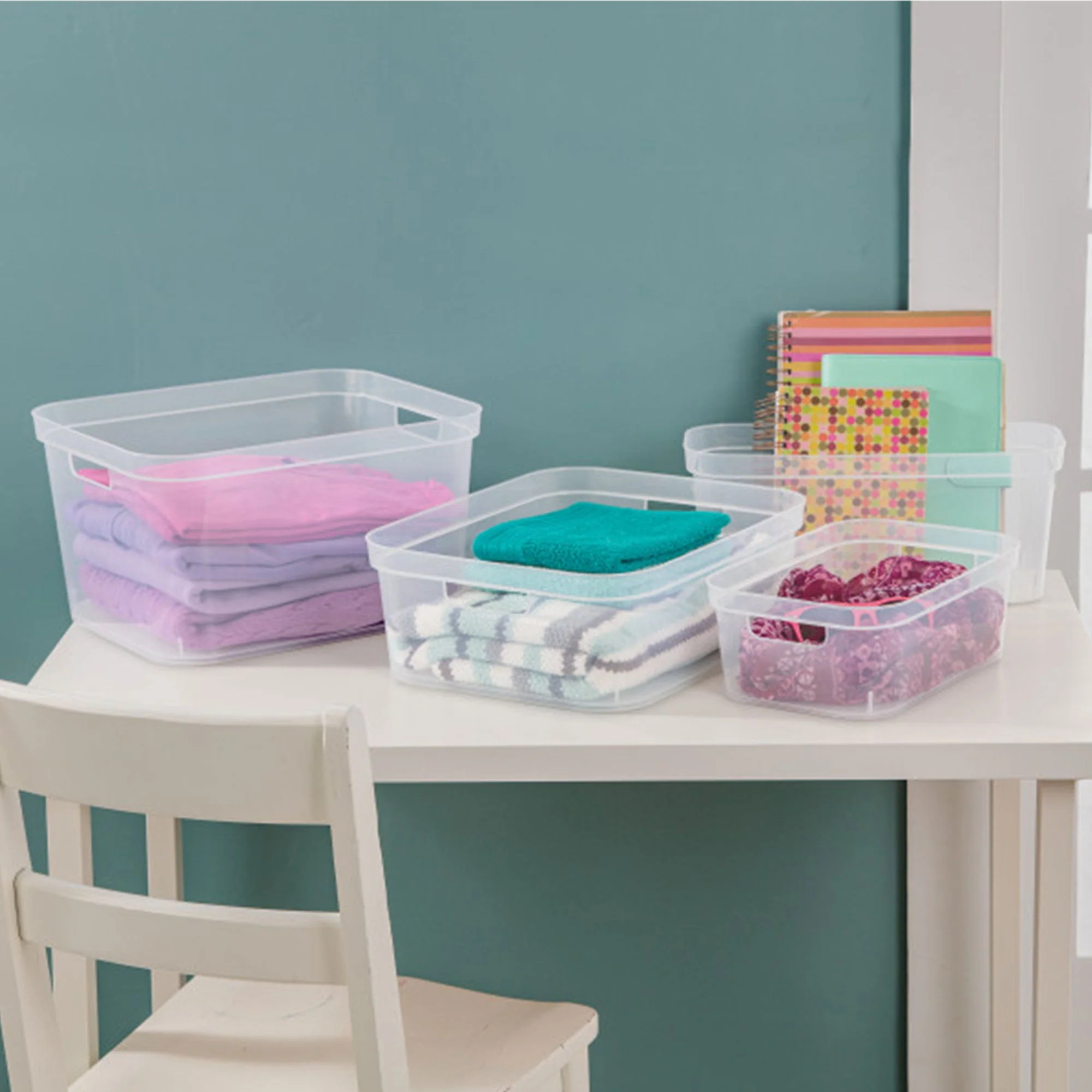 Sterilite 8.25x12.25x15 In Storage Bin w/ Carry Through Handles, Clear (18 Pack) - Image 5