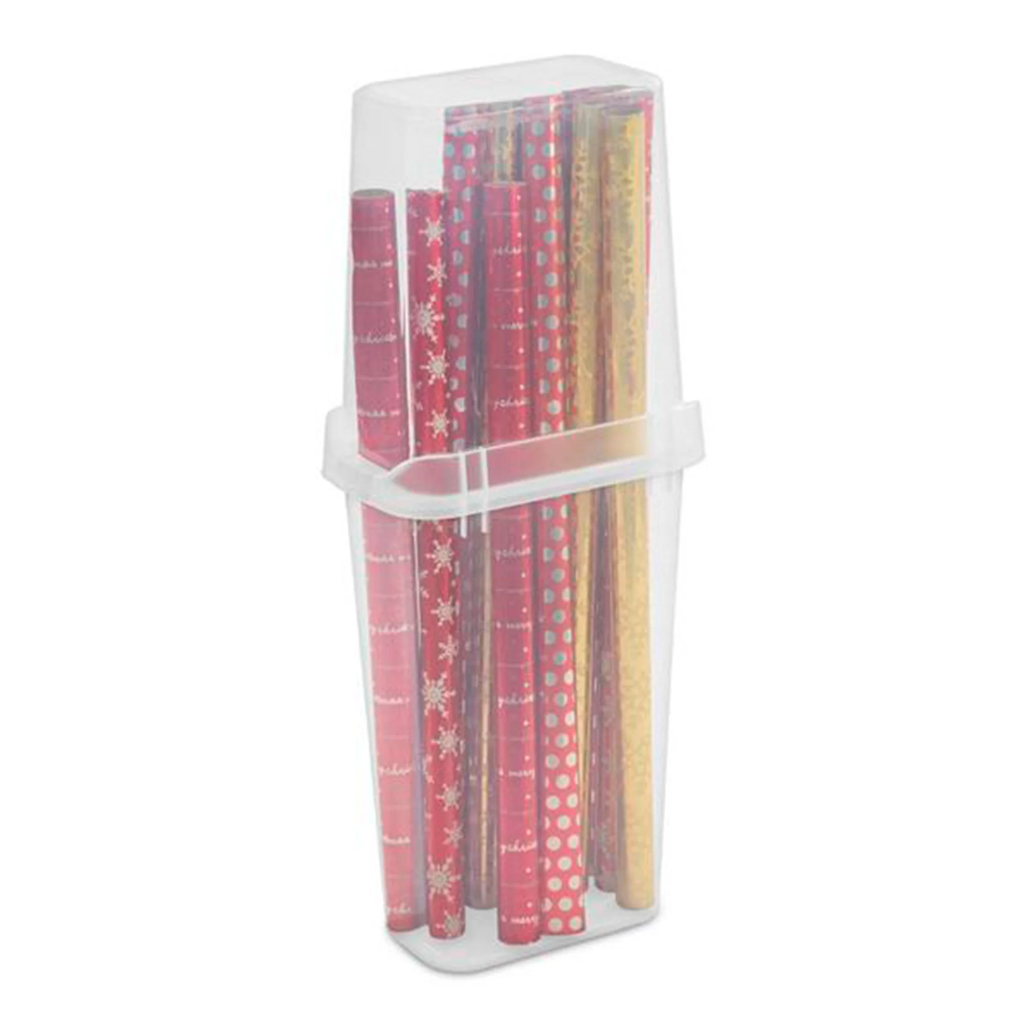Sterilite 8 Pack Vertical Wrap Storage Box, Holds 25 Rolls, 40" Tall, Clear - Image 4
