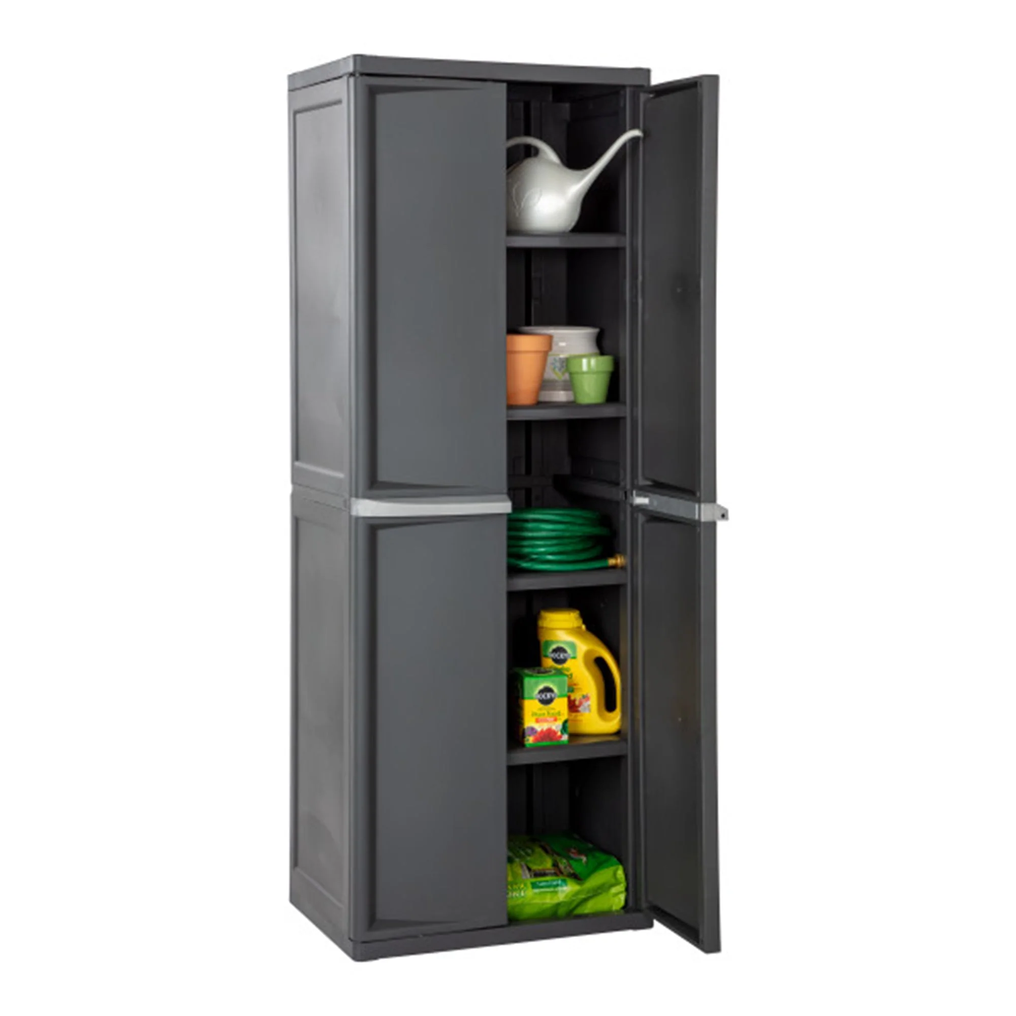 Sterilite Adjustable 4-Shelf Storage Cabinet With Doors, Gray | 01423V01 - Image 7