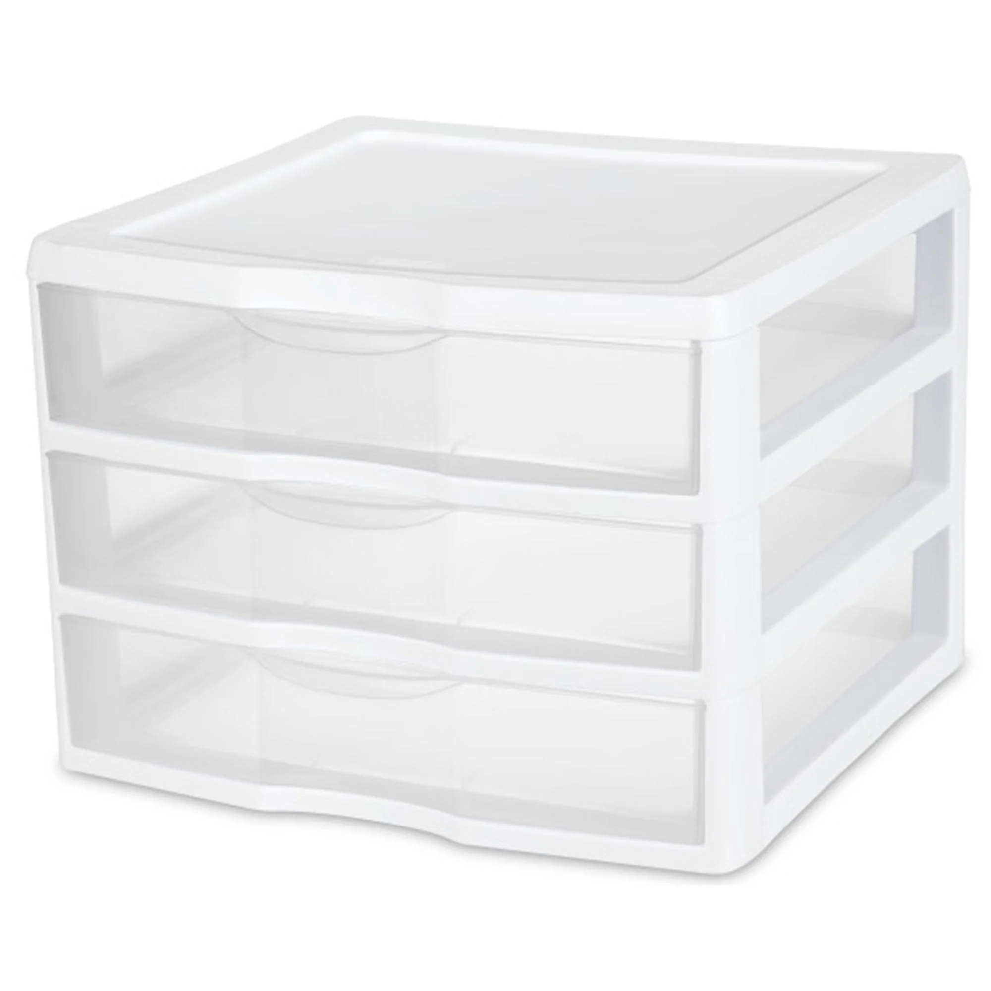 Sterilite Clear Plastic Stackable Small 3 Drawer Storage System, White, (9 Pack) - Image 2