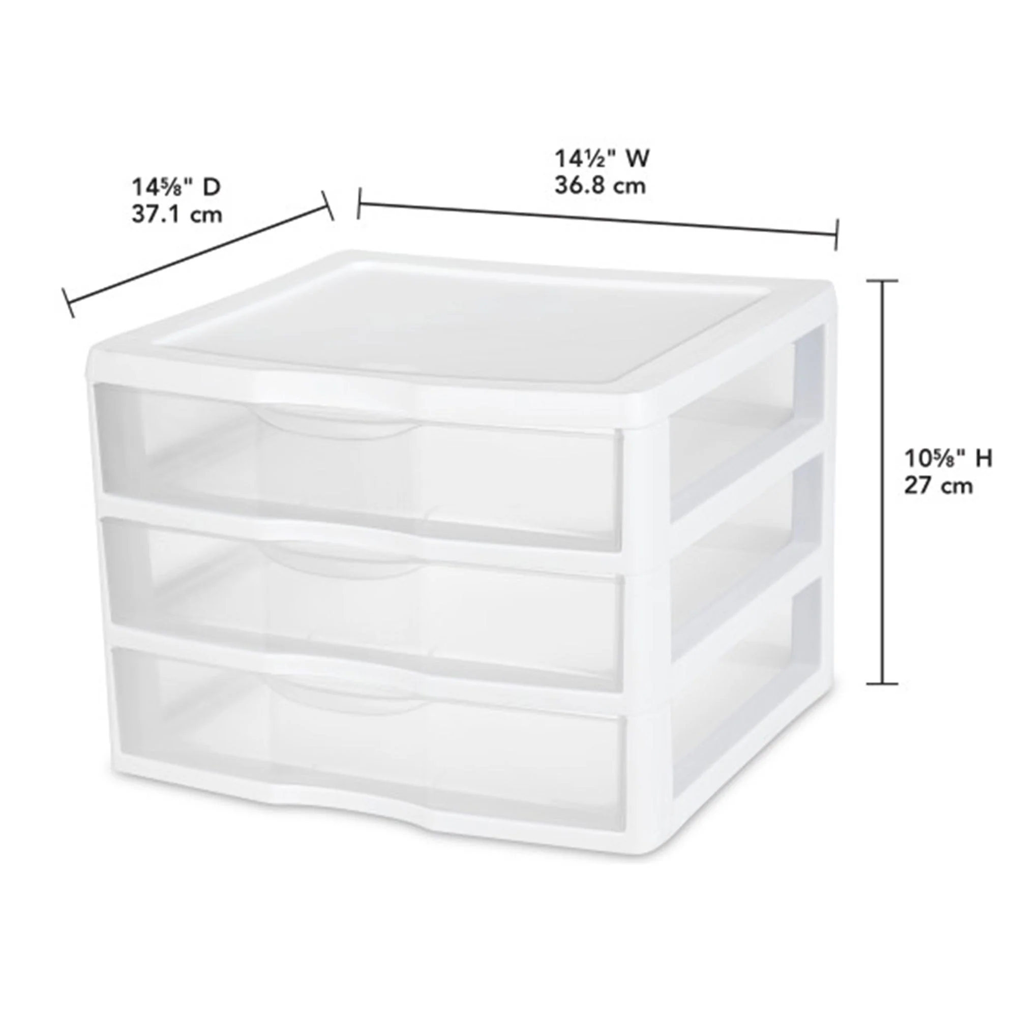 Sterilite Clear Plastic Stackable Small 3 Drawer Storage System, White, (9 Pack) - Image 3