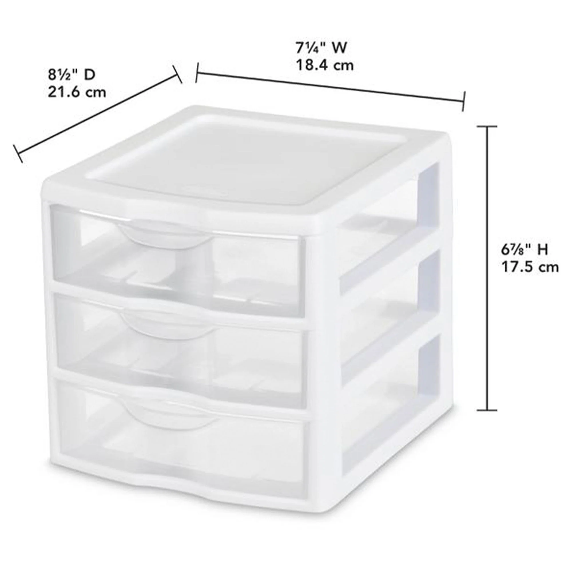 Sterilite ClearView Plastic Small 3 Drawer Desktop Storage Unit, White, 18 Pack - Image 3