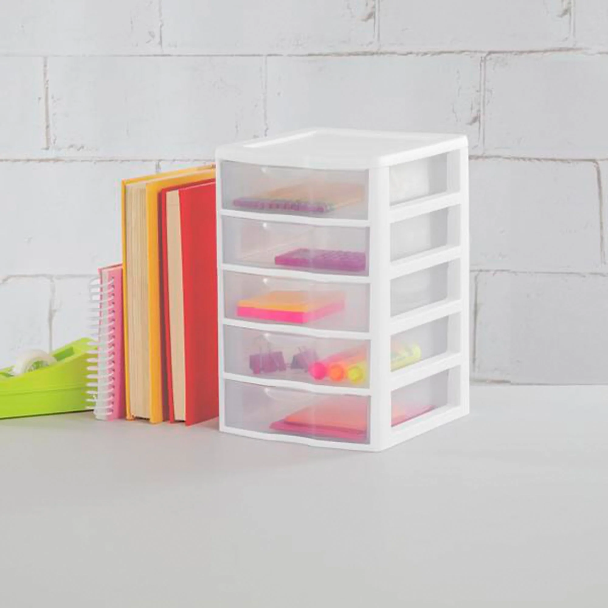Sterilite Clearview Small Plastic 5 Drawer Desktop Storage Bin System, 16 Pack - Image 5