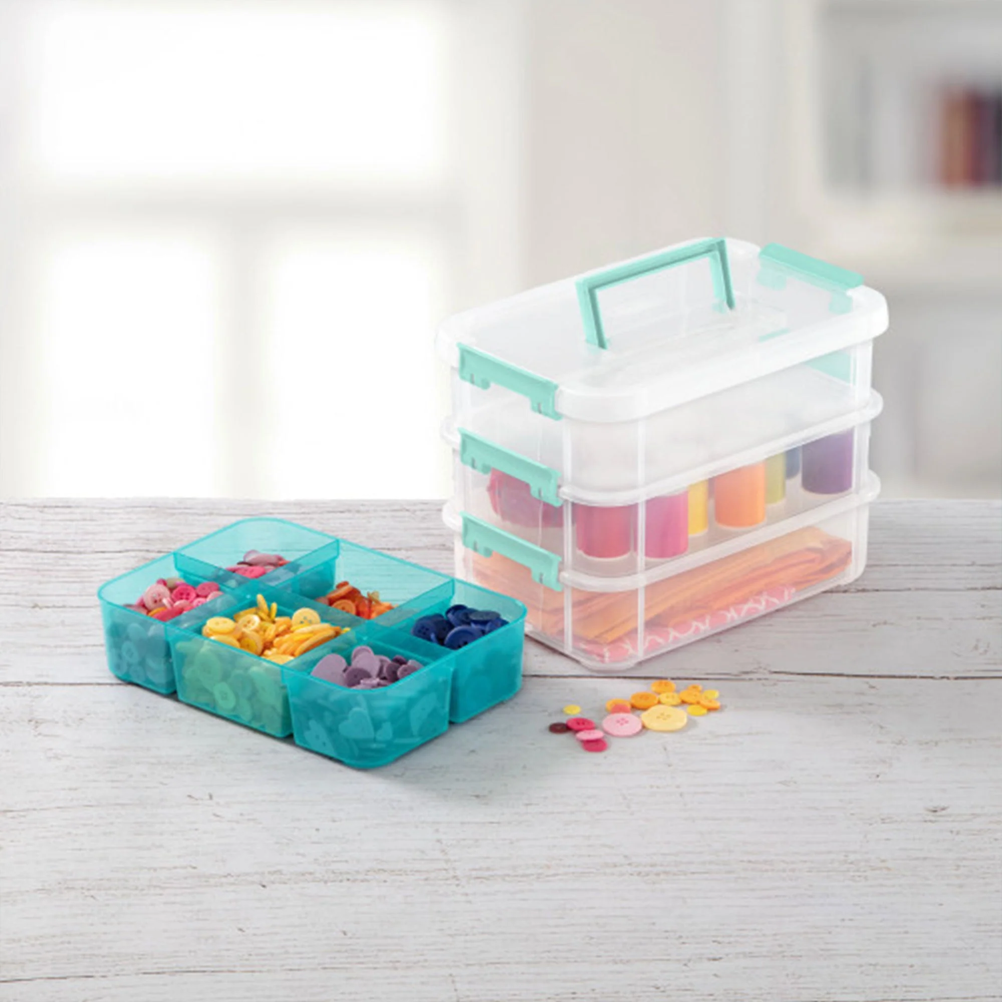 Sterilite Convenient Home 3-Tiered Stack Carry Storage Box, Clear (6 Pack) - Image 8