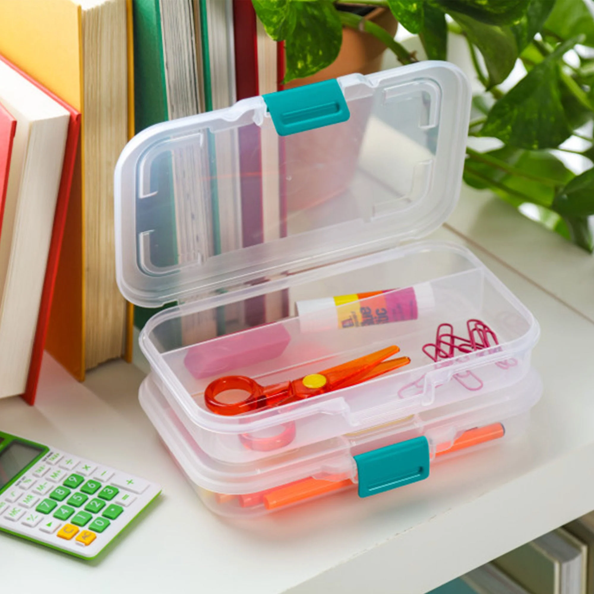 Sterilite Convenient Small Divided Clear Storage Pencil Box & Latch Lid, 12 Pack - Image 9