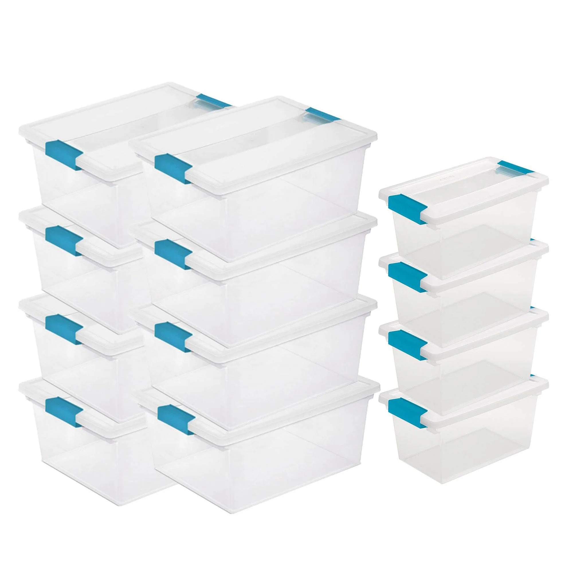 Sterilite Deep Clip Storage Box Container, 8 Pack & Medium Clip Box, 4 Pack