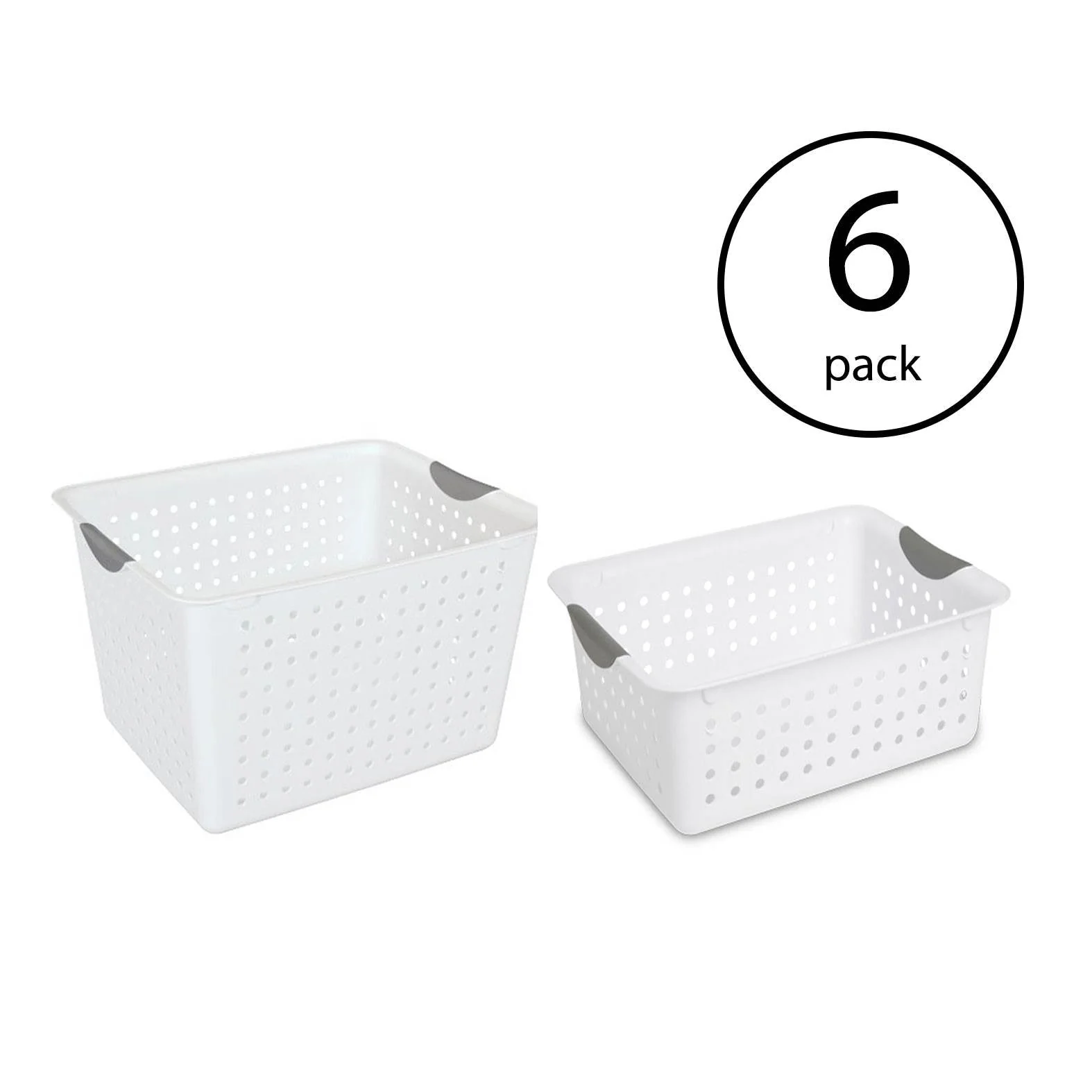 Sterilite Deep & Medium Ultra Plastic Storage Bin Organizer Basket Pair (6 Pack) - Image 2