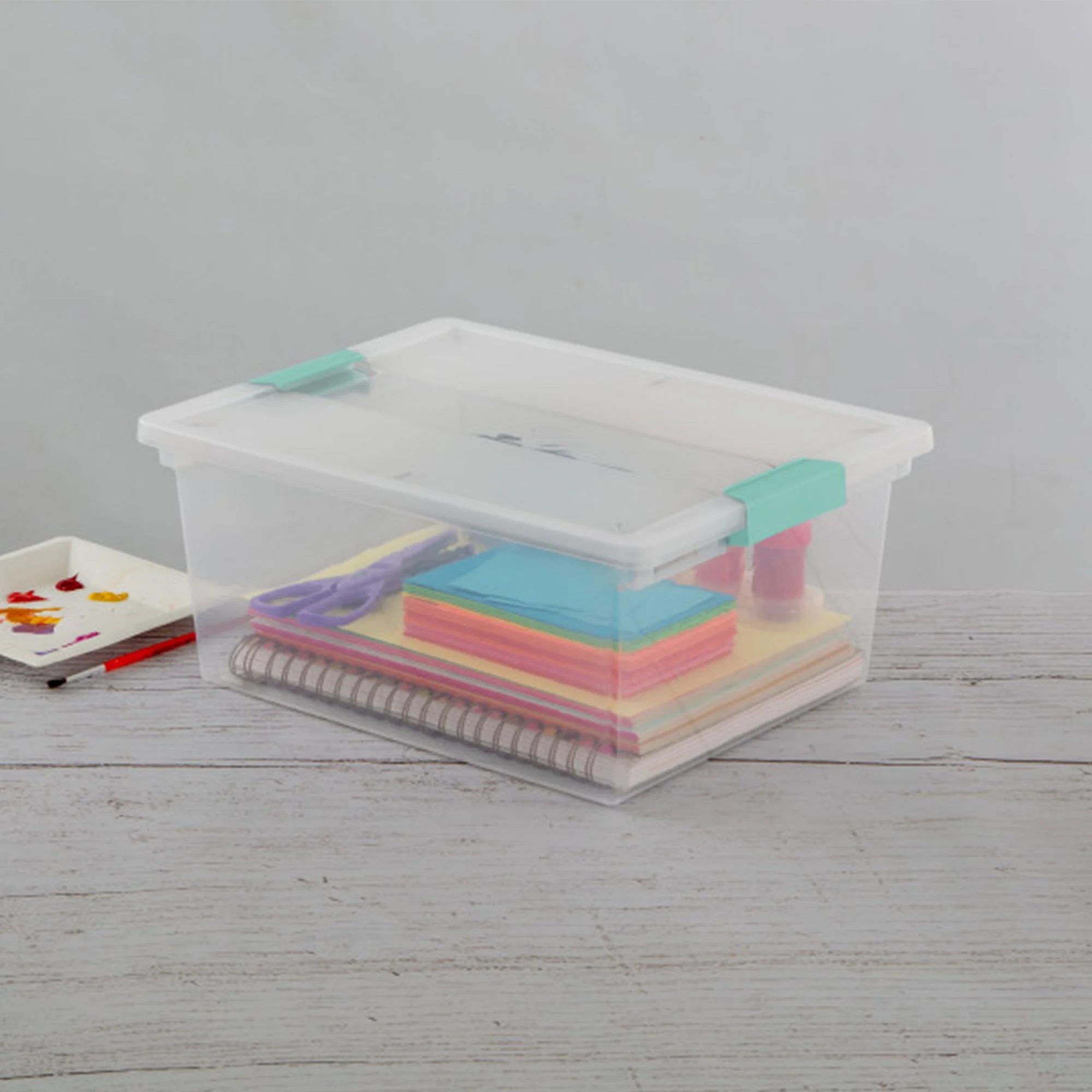 Sterilite Deep Plastic Stackable Storage Bin w/ Clear Latch Lid, Clear (4 Pack) - Image 11
