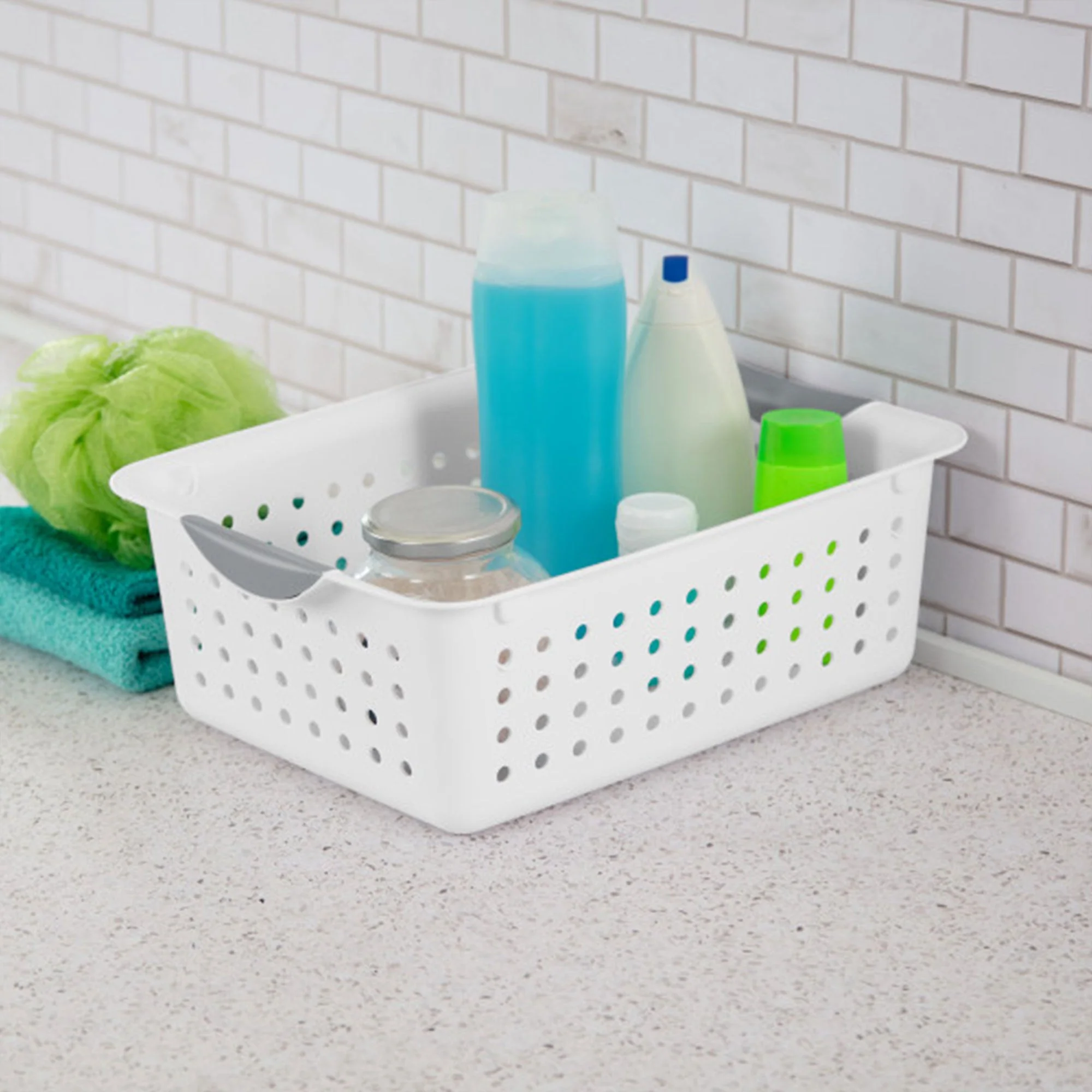 Sterilite Medium Ultra Plastic Storage Organizer Basket with Handles, (18 Pack) - Image 4