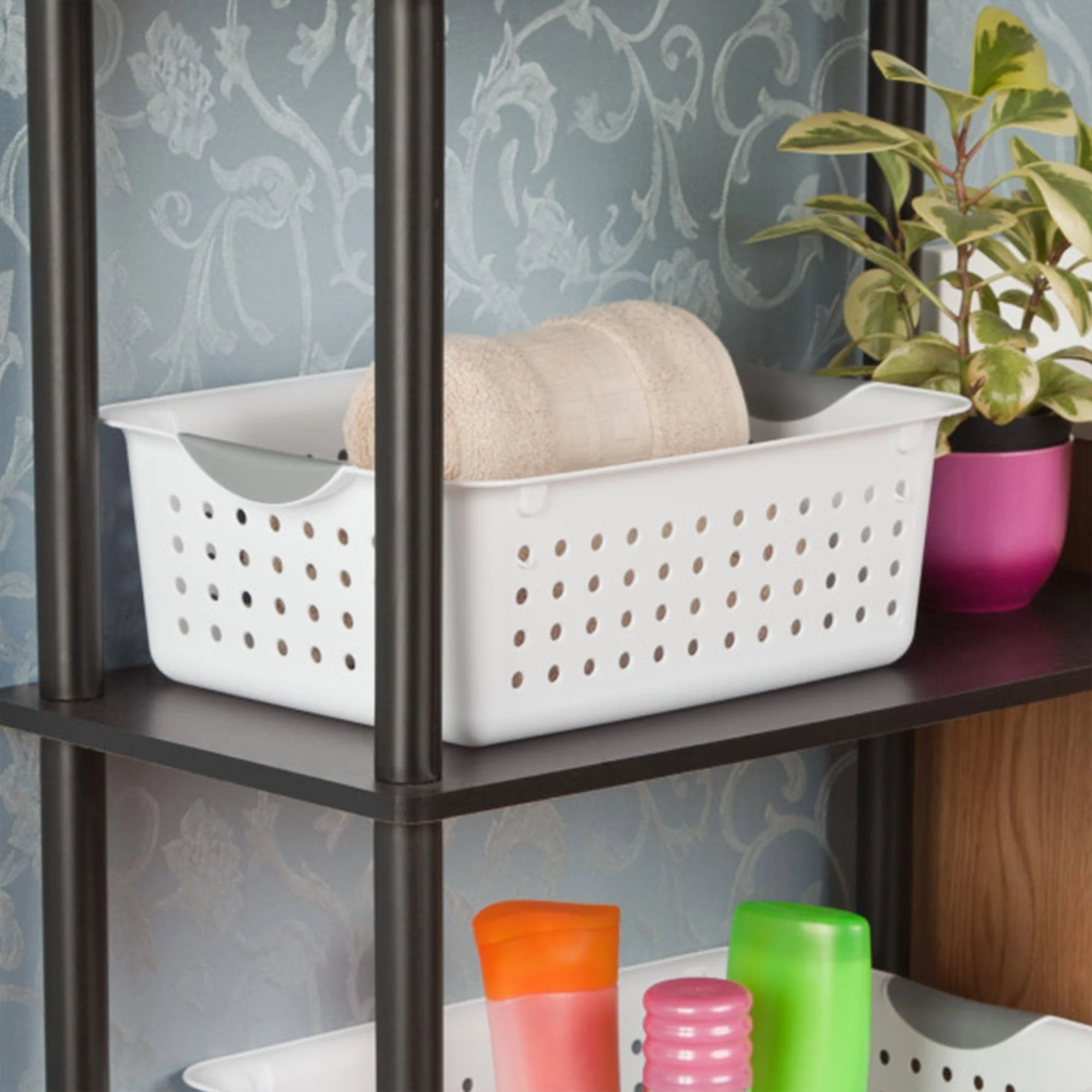 Sterilite Medium Ultra Plastic Storage Organizer Basket with Handles, (18 Pack) - Image 6
