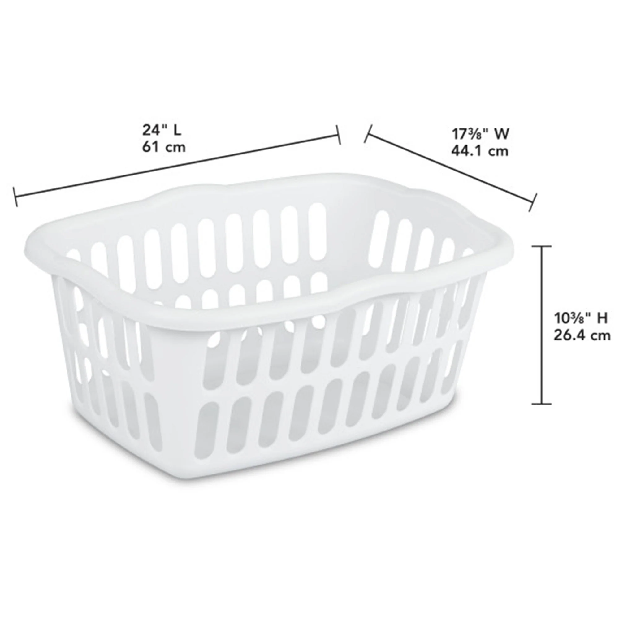 Sterilite Plastic Laundry Basket, 1.5 Bushel Clothes Hamper, White (24 Pack) - Image 2
