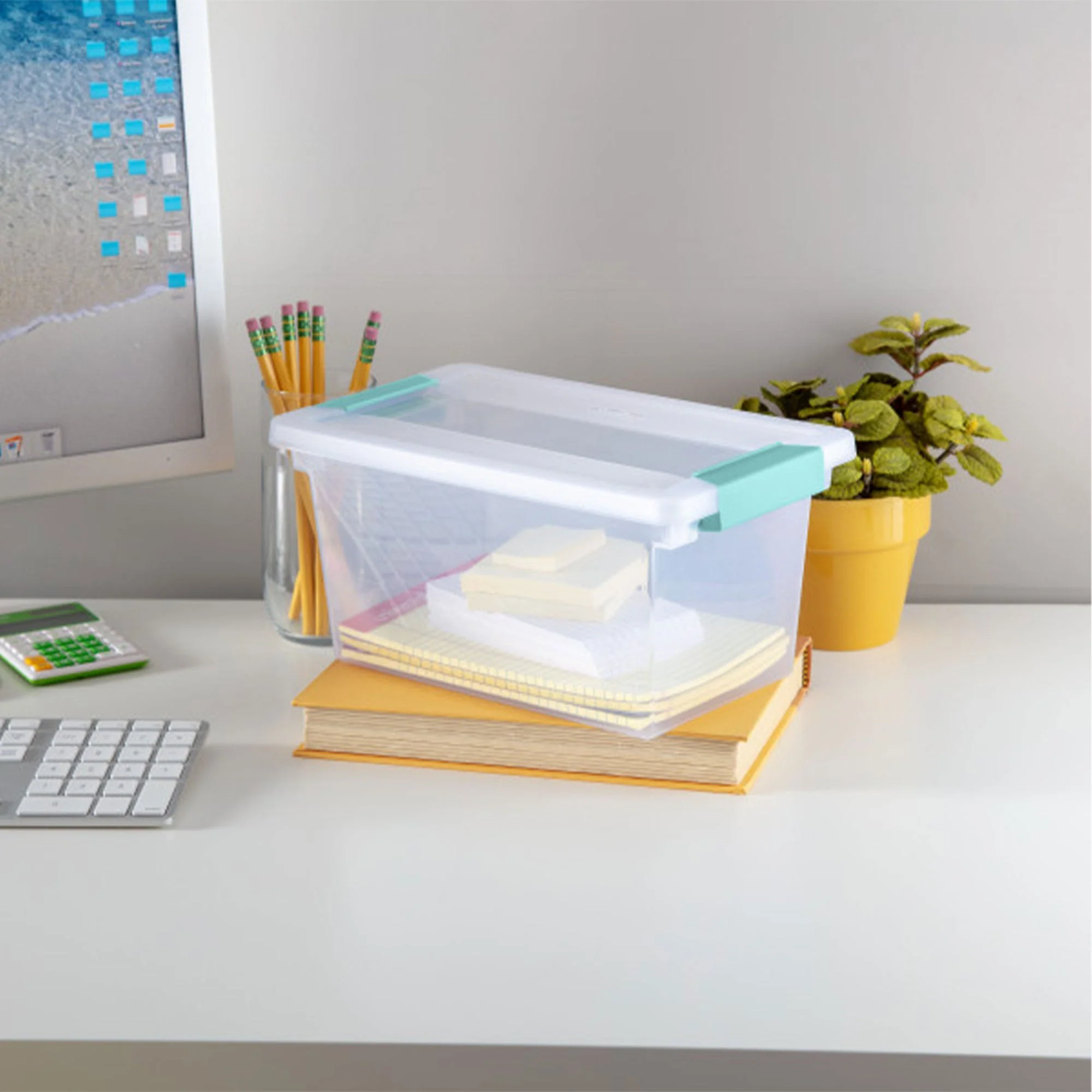 Sterilite Plastic Medium Clip Storage Box Container with Latching Lid, 8 Pack - Image 4