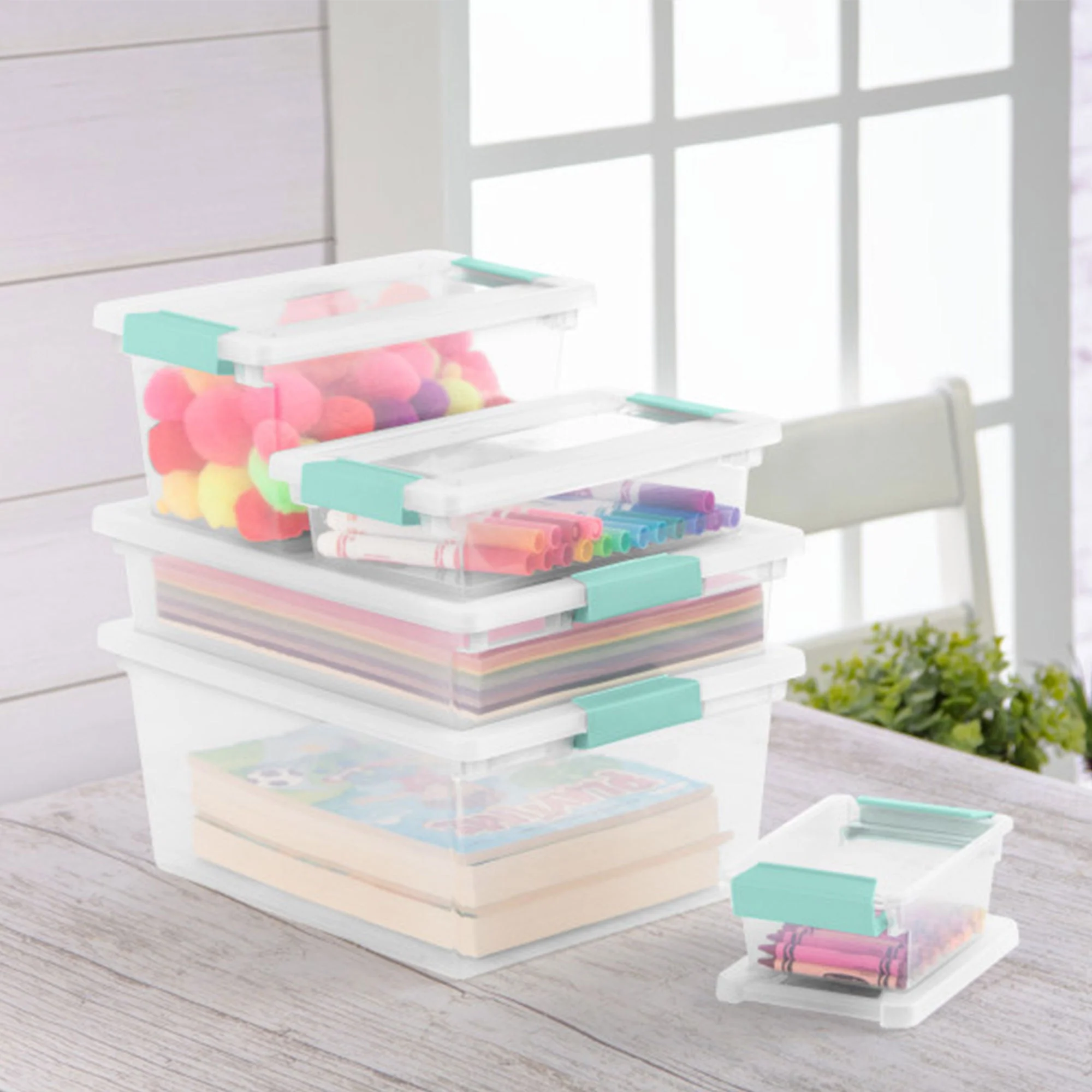 Sterilite Plastic Mini Clip Storage Box Container with Latching Lid, 18 Pack - Image 6