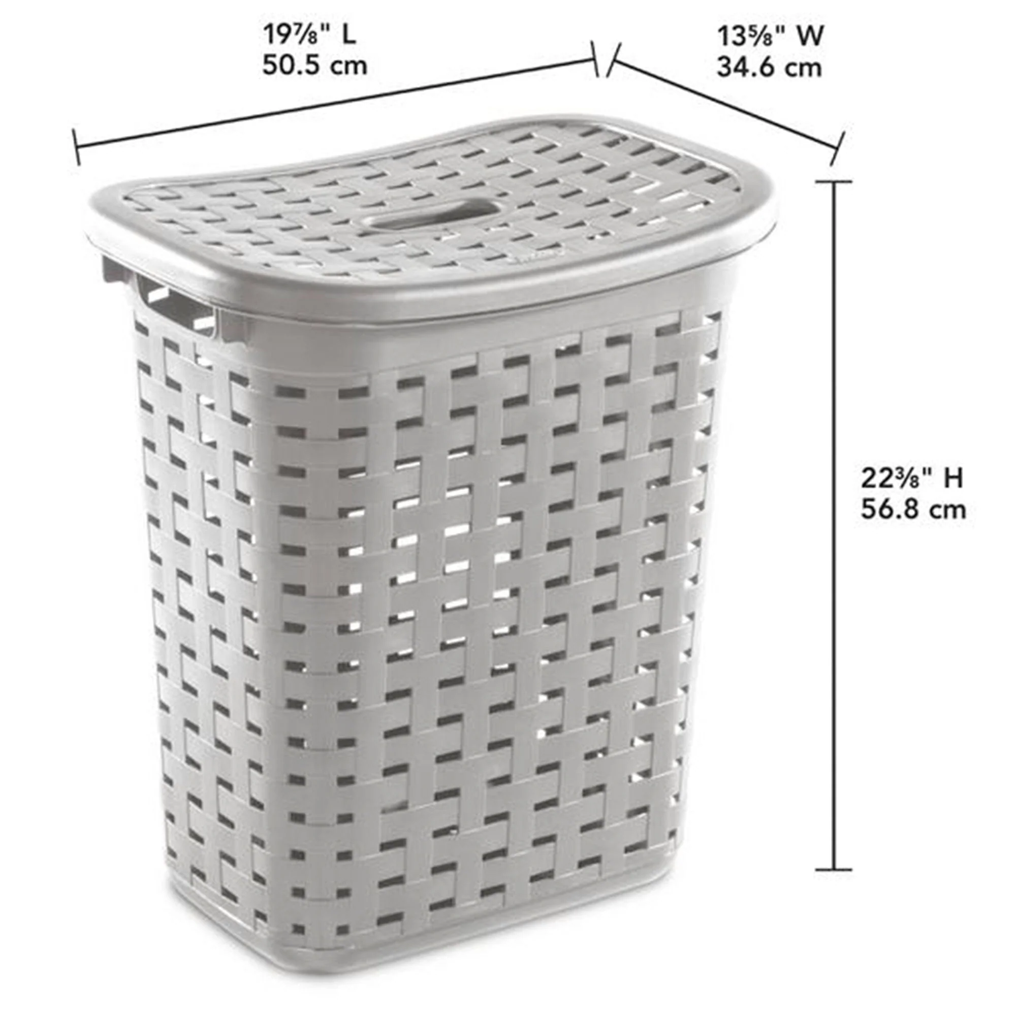 Sterilite Plastic Weave Laundry Hamper Slim Clothes Lidded Basket, Gray, 4-Pack - Image 3