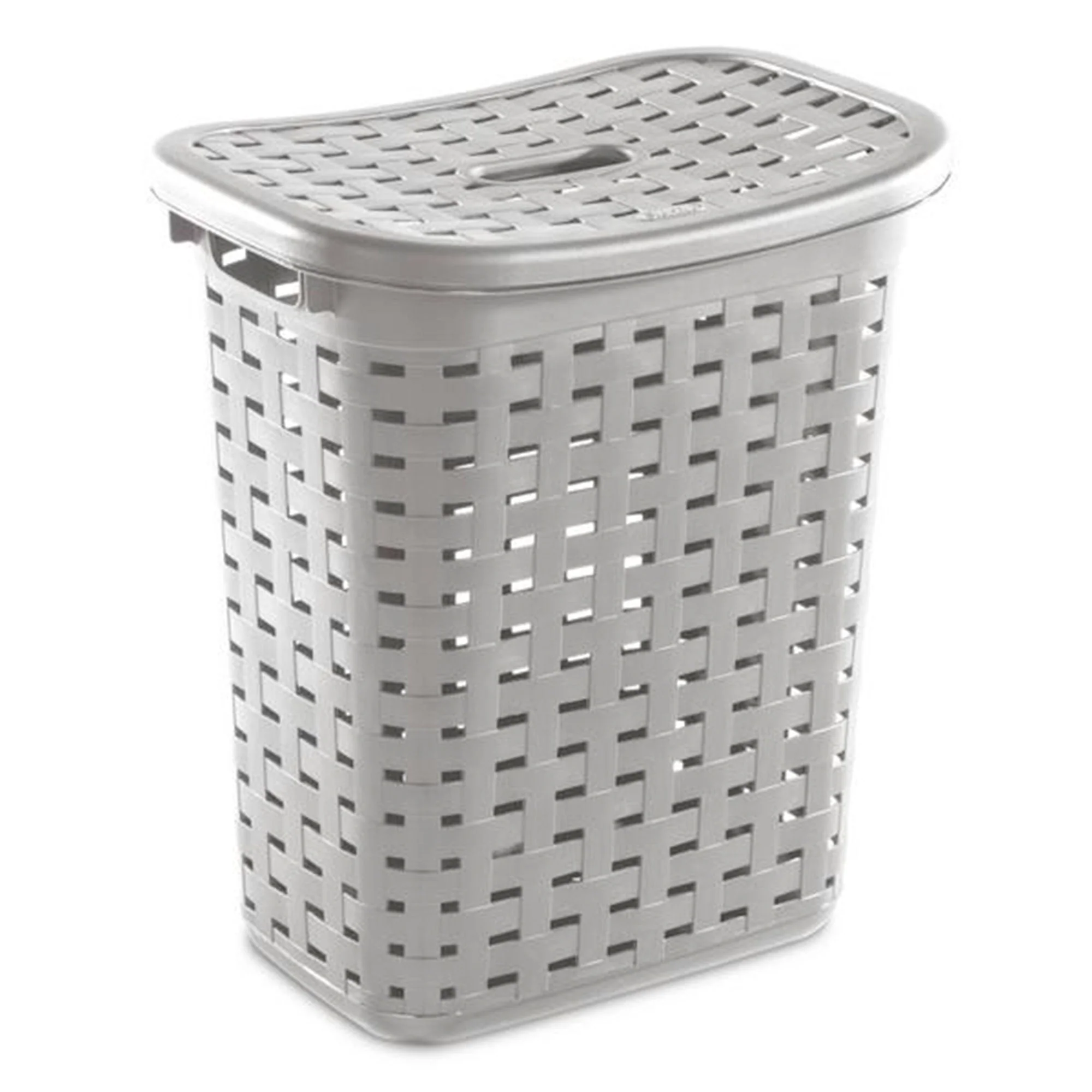 Sterilite Plastic Weave Laundry Hamper Slim Clothes Lidded Basket, Gray, 8-Pack - Image 2