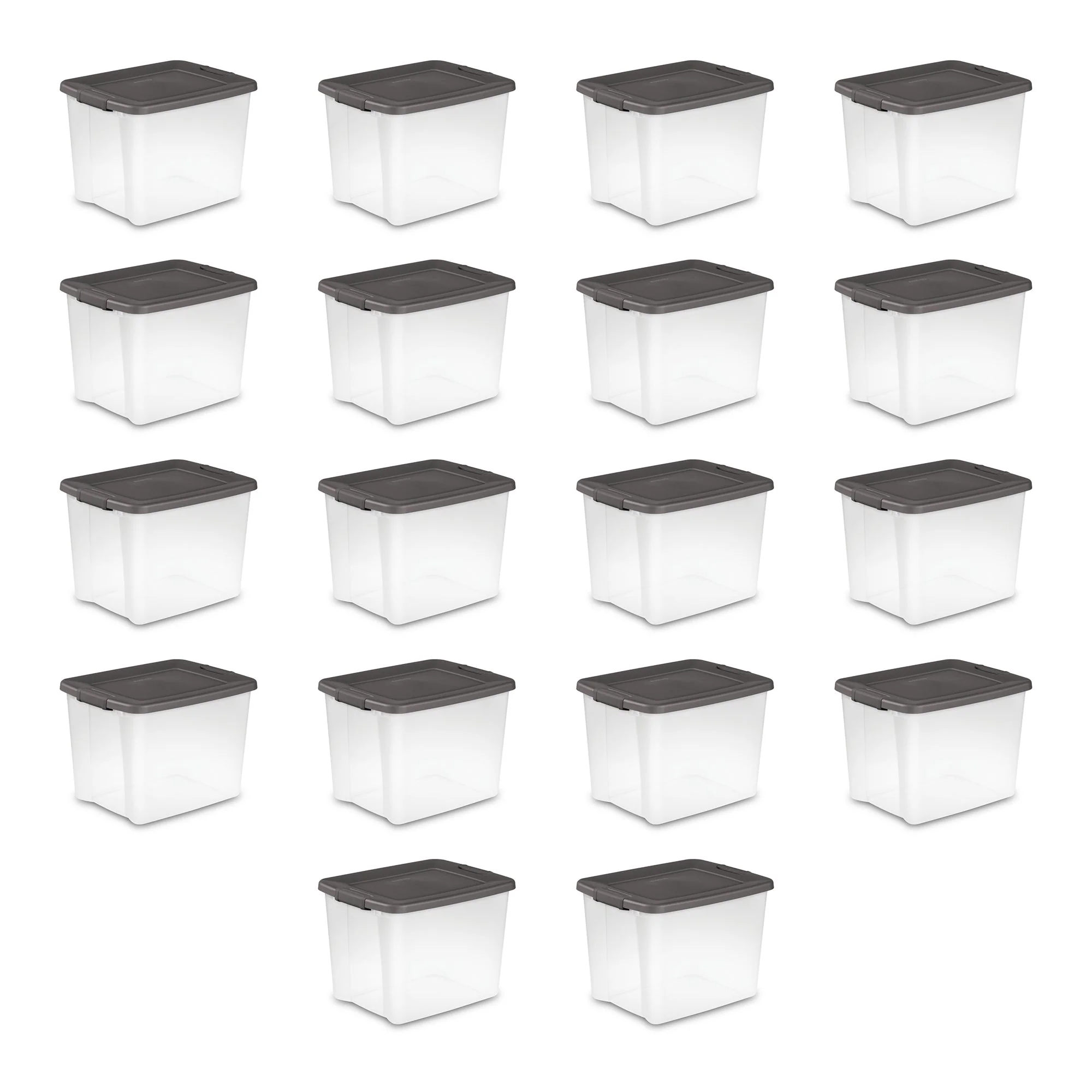 Sterilite ShelfTotes 50 Quart Clear Latched Plastic Storage Container, 18 Pack