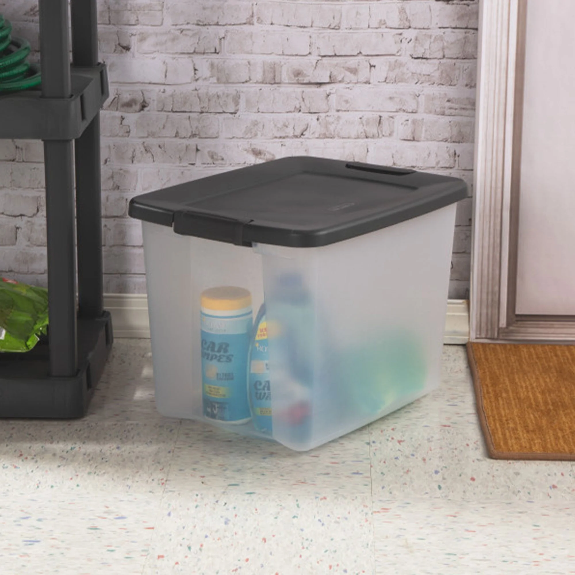 Sterilite ShelfTotes 50 Quart Clear Latched Plastic Storage Container, 18 Pack - Image 6