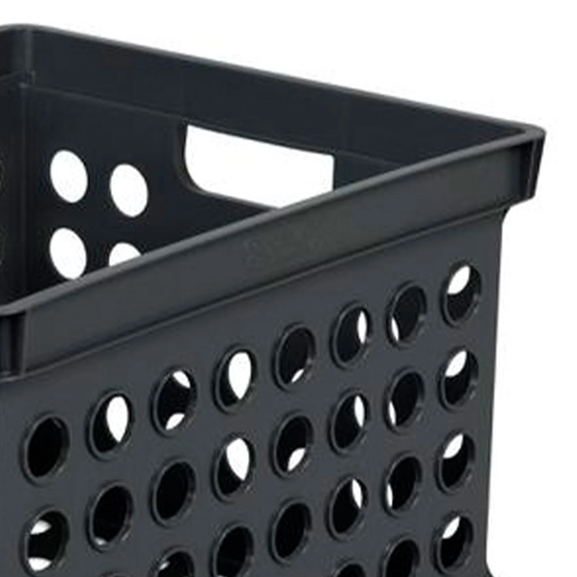 Sterilite Stackable Plastic Storage Open Crate Bin Organizer Box, Black, 18 Pack - Image 9