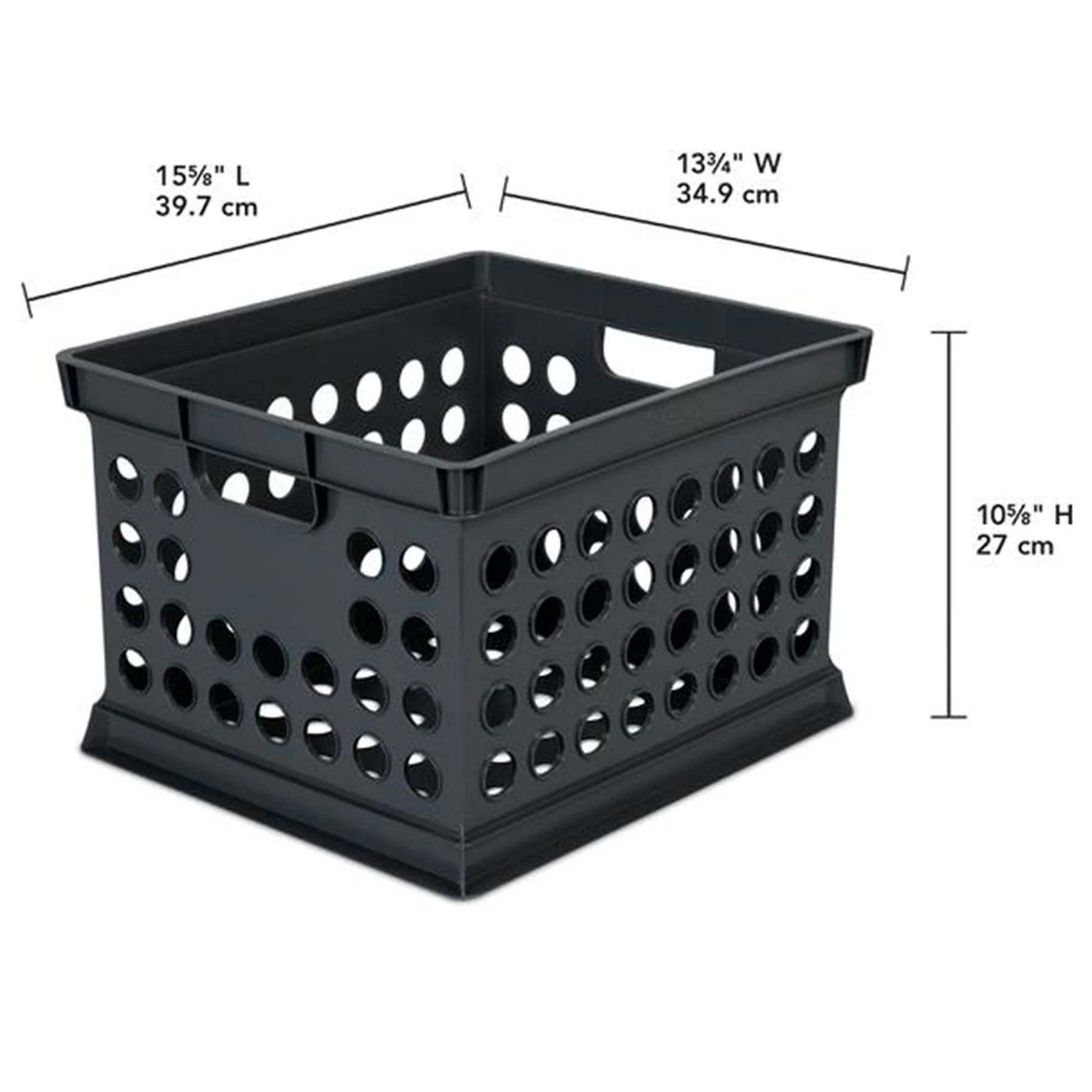 Sterilite Stackable Plastic Storage Open Crate Bin Organizer Box, Black (6 Pack) - Image 4