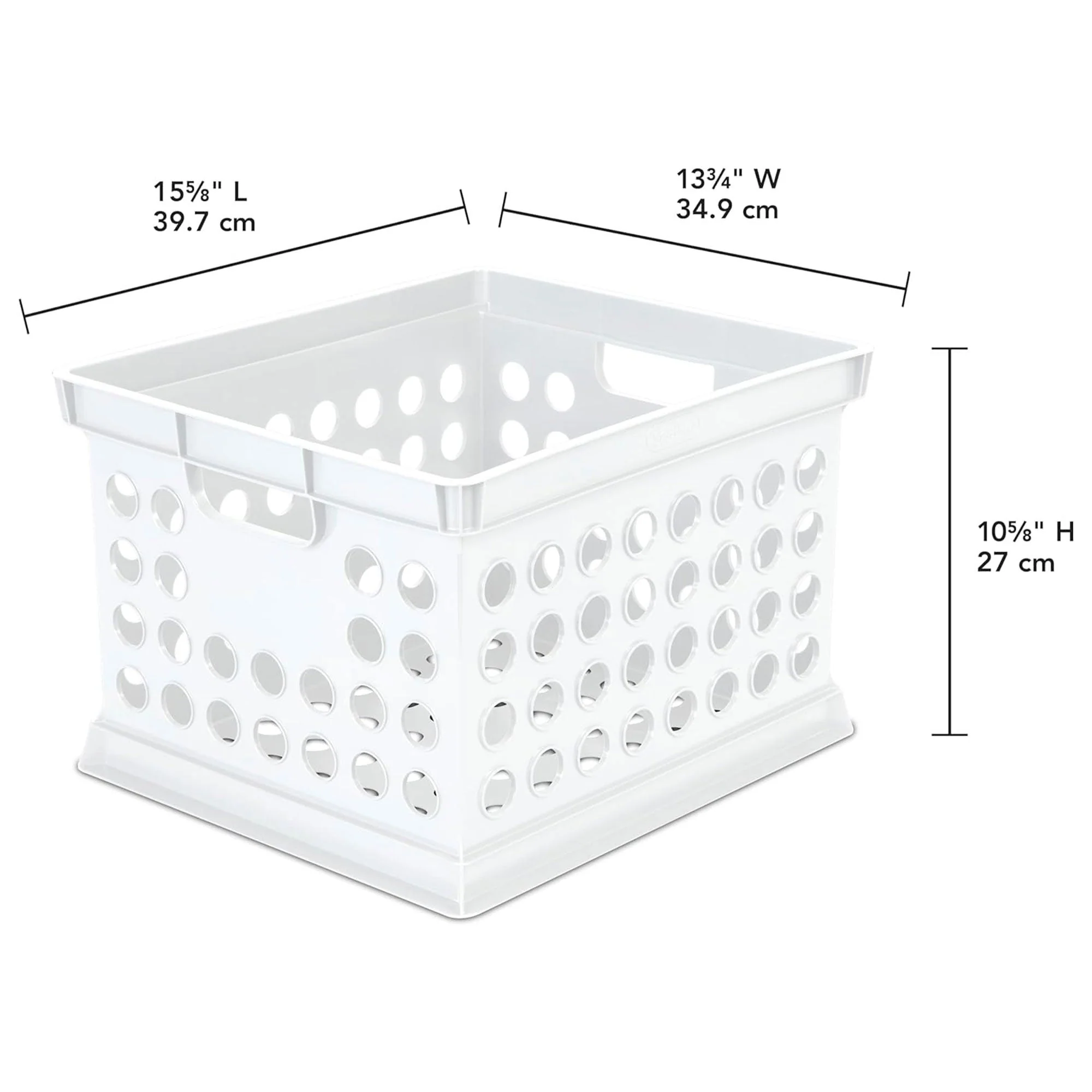 Sterilite Stackable Plastic Storage Open Crate Bin Organizer Box, White, 6-Pack - Image 2