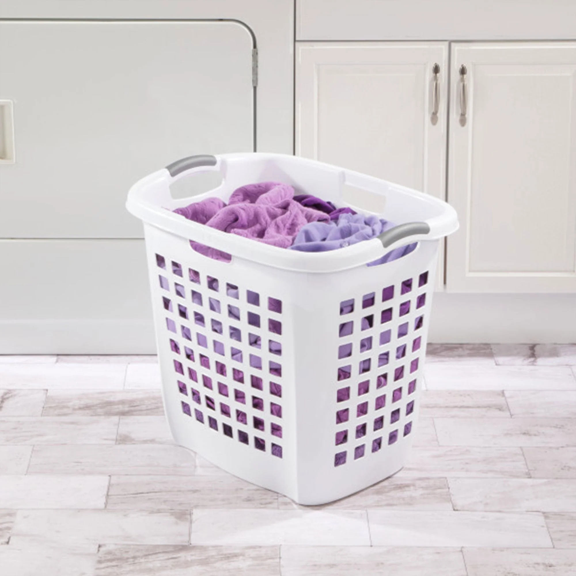 Sterilite Ultra Easy Carry Dirty Clothes Laundry Basket Hamper, White (8 Pack) - Image 3