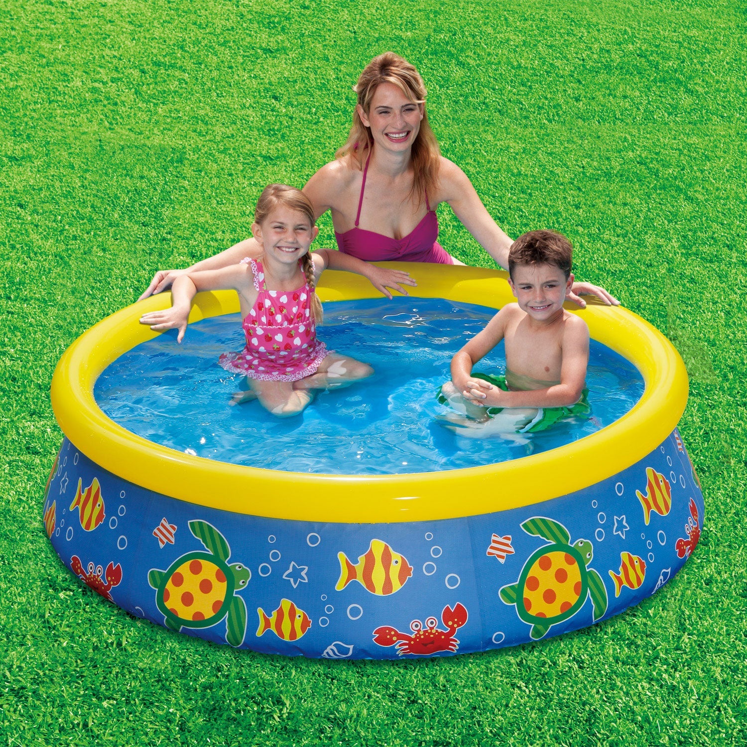 Summer Waves P1000515C167 5ft x 15in Inflatable Quick Set Pool w/ Ocean Print - Image 2