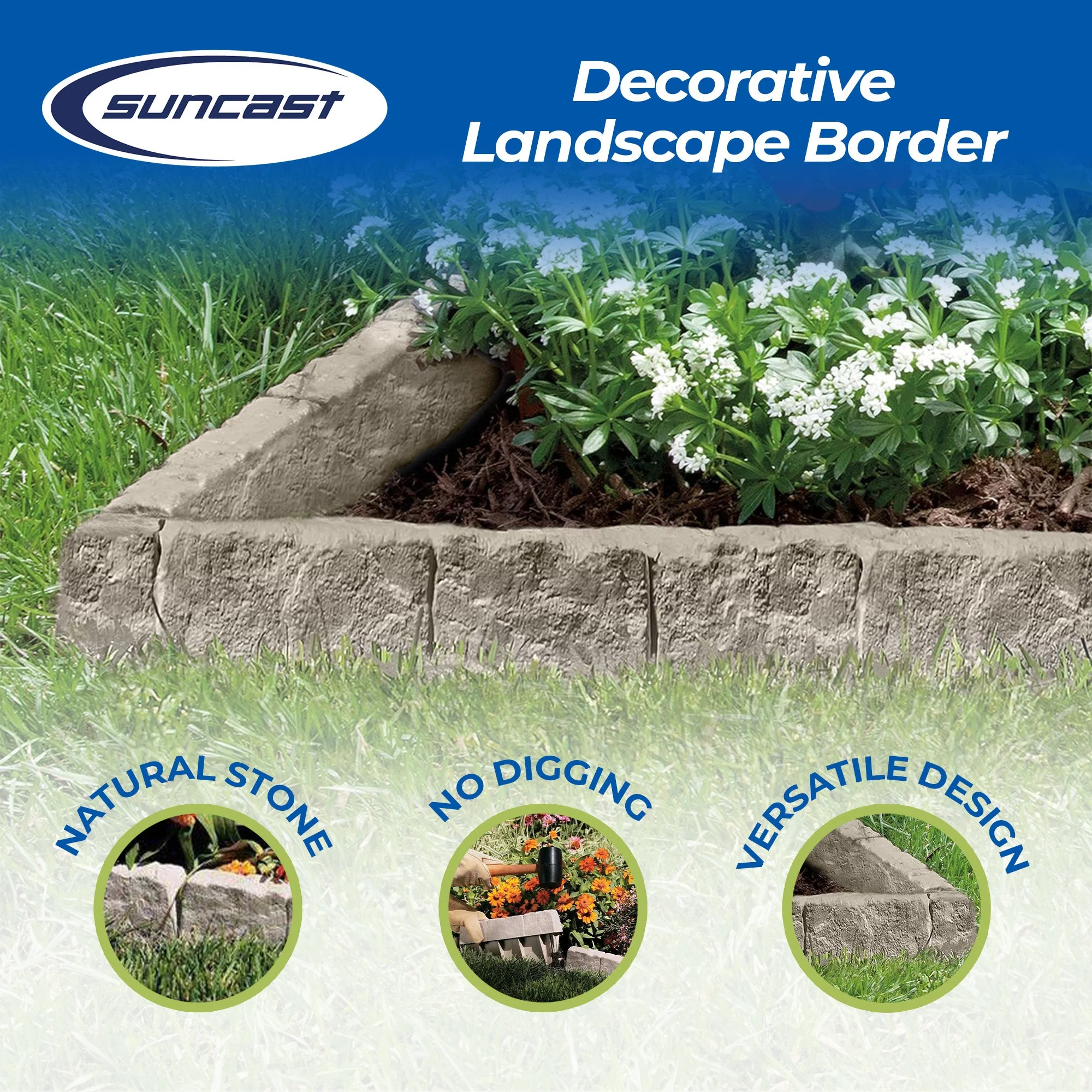 Suncast 10 Piece Landscape Design Border Decorative Rock Stone Edging (4 Pack) - Image 2