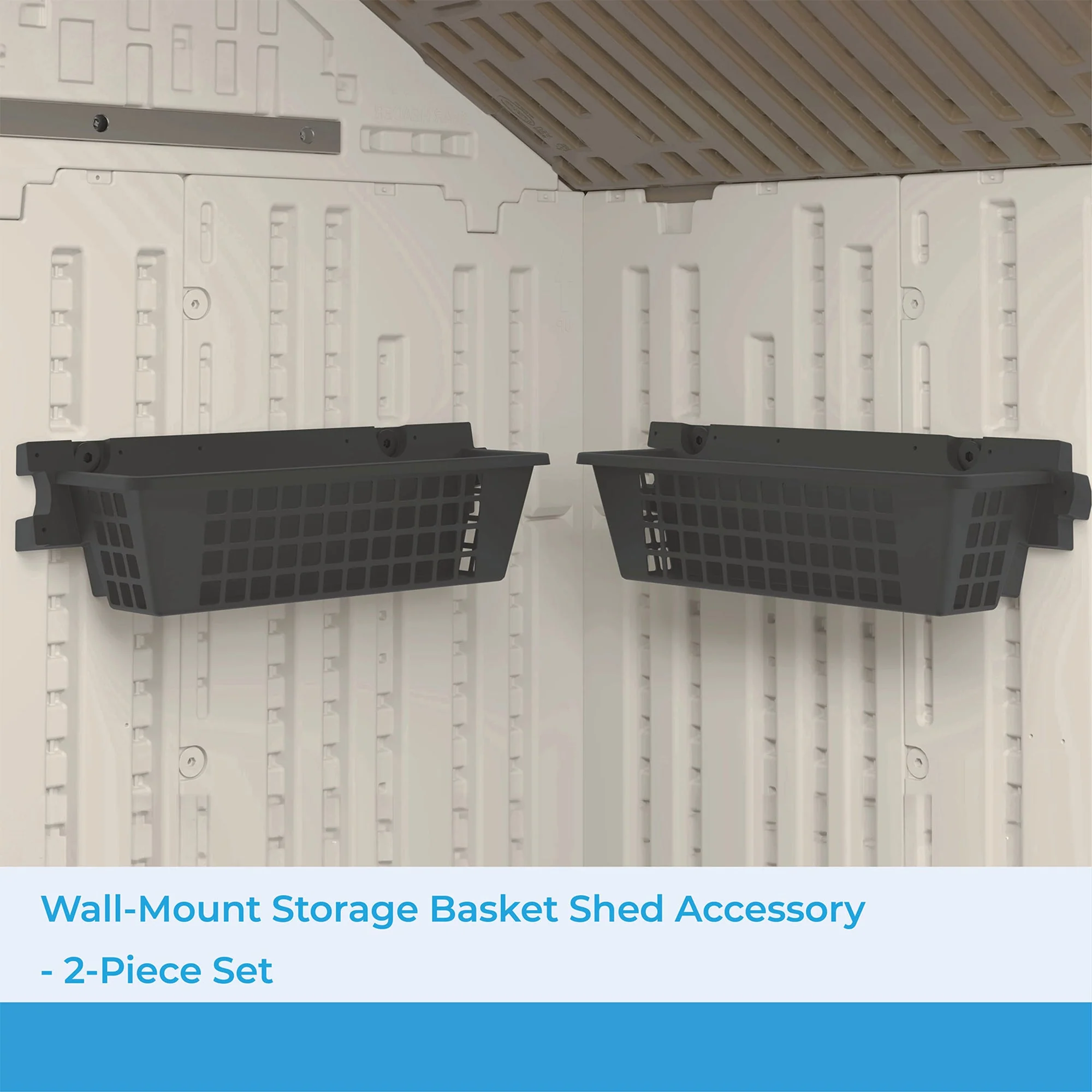 Suncast 25 x 7.25 Inch Basket Accessory for Outdoor Shed, Black ( 2-Pack) - Image 2