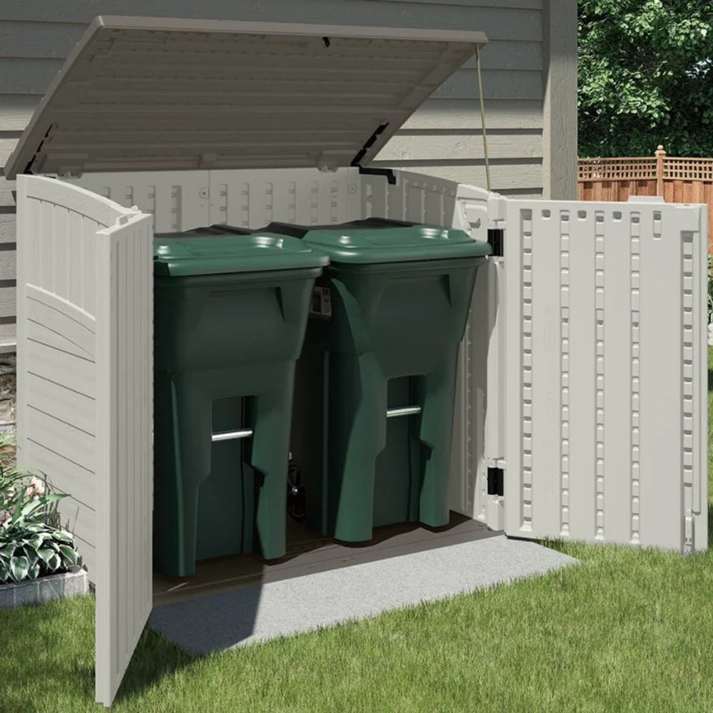 Suncast 34 Cubic Feet Horizontal Backyard Storage Stow Away Shed, Ivory (4 Pack) - Image 6