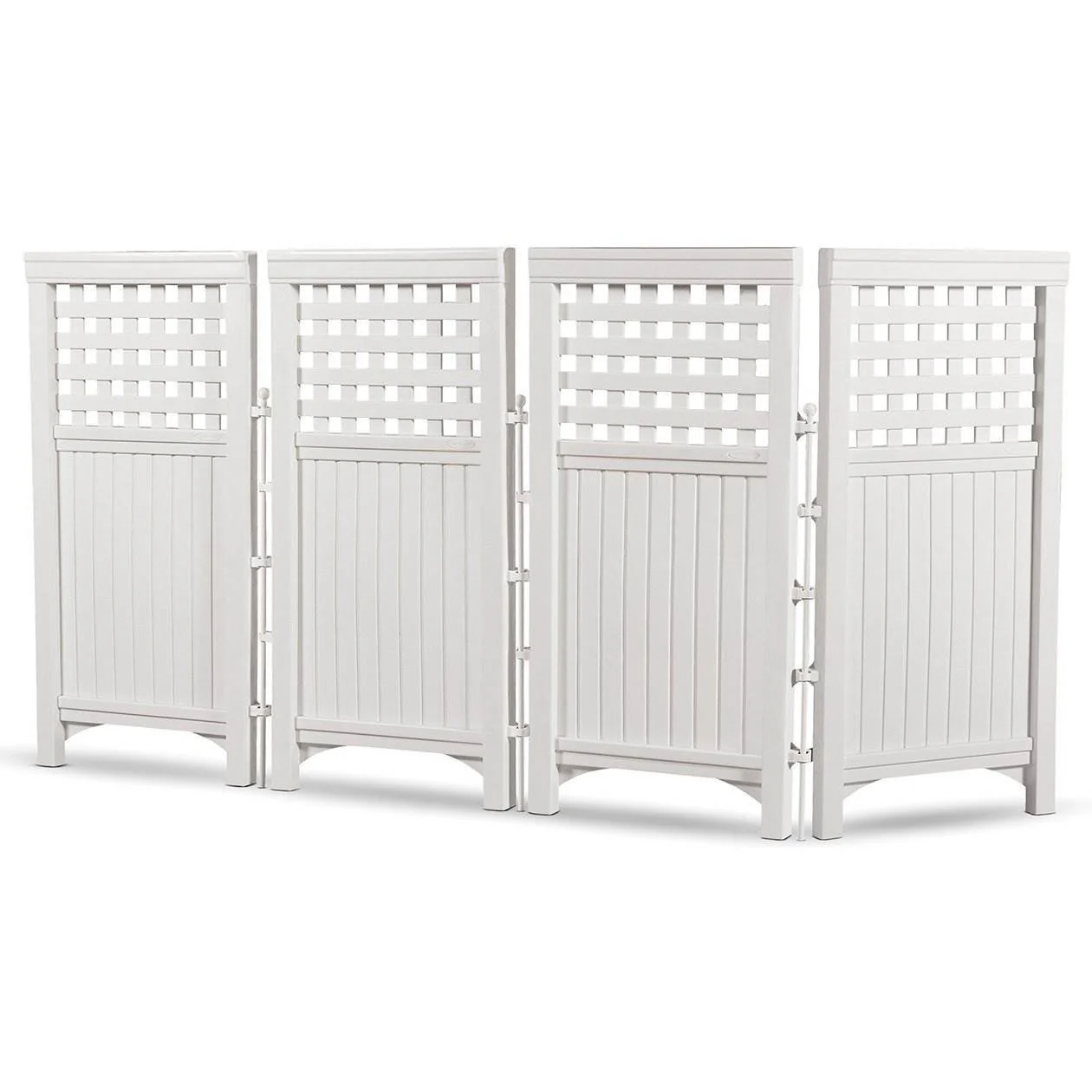 Suncast 4 Panel Screen Enclosure Freestanding Steel Resin Reversible Panel Outdoor Screen TRE, White - Image 8