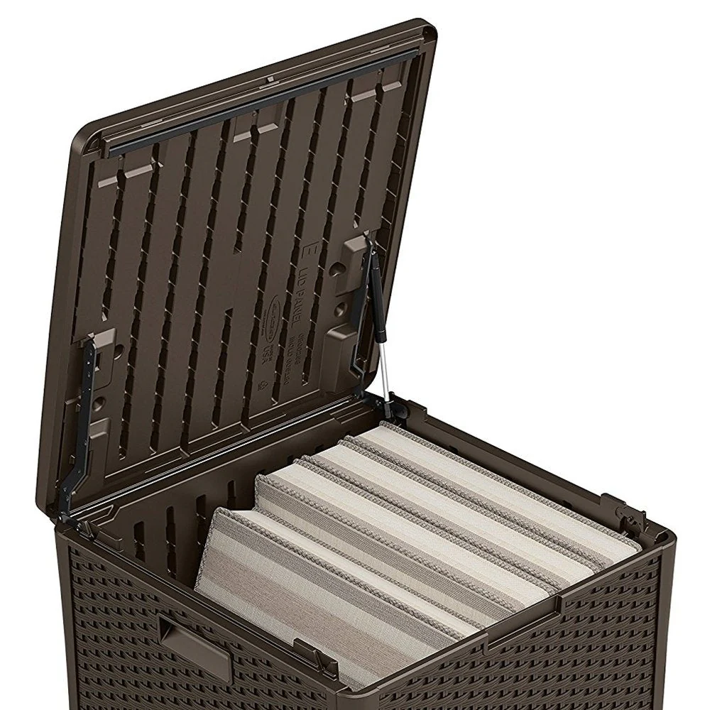 Suncast 60 Gallon Outdoor Storage Deck Box & 33 Gallon Trash Hideaway, Java - Image 7