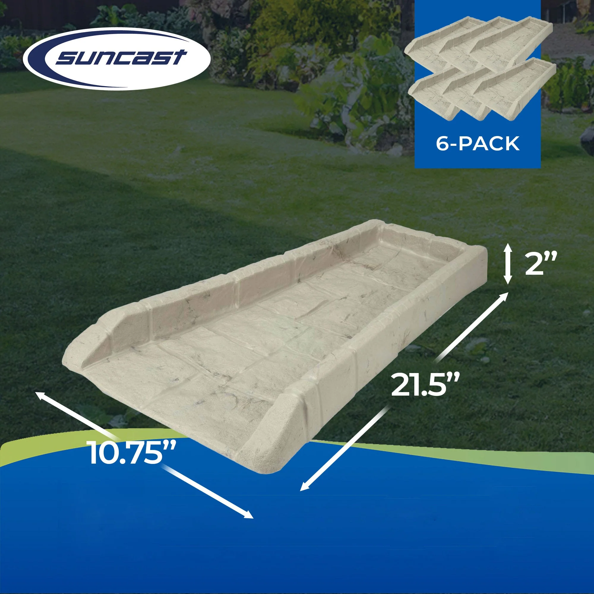 Suncast Decorative Rain Gutter Downspout Splash Block, Light Taupe (6 Pack) - Image 3
