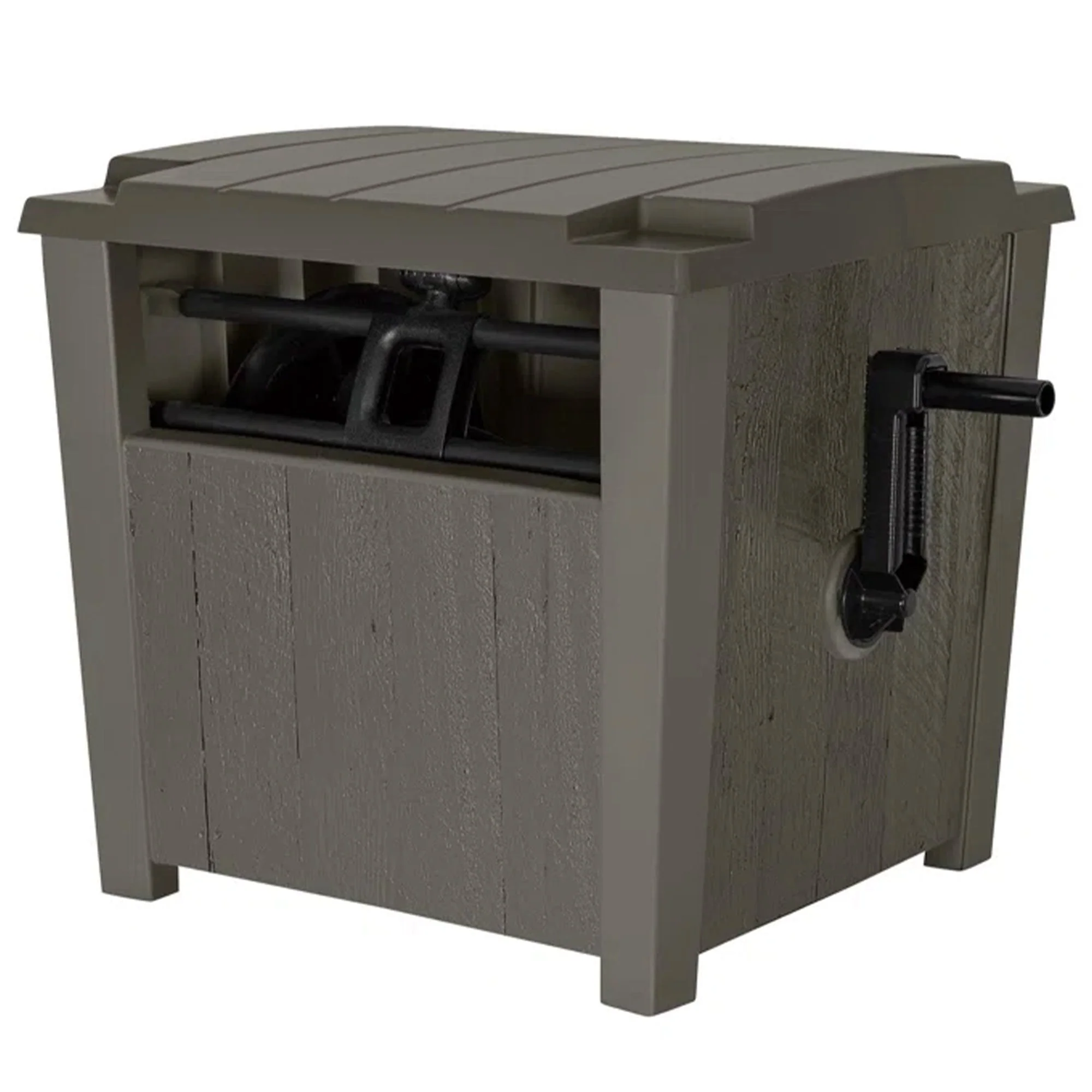 Suncast Farmington Hideaway Outdoor Garden Hose Storage Pot Container, Stoney - Image 10