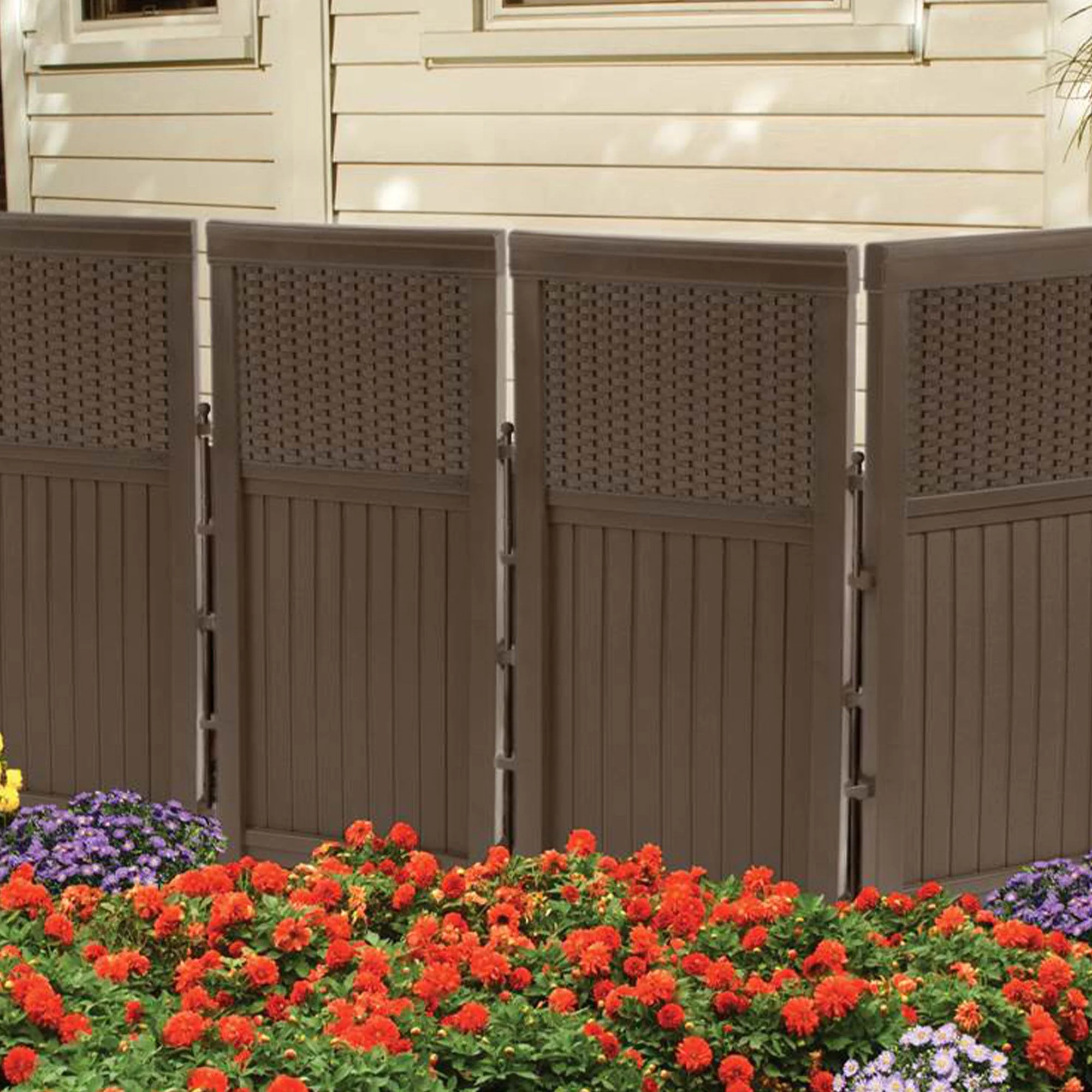 Suncast FSW4423 Backyard and Patio Screen Fence, Java (2 Pack) - Image 2